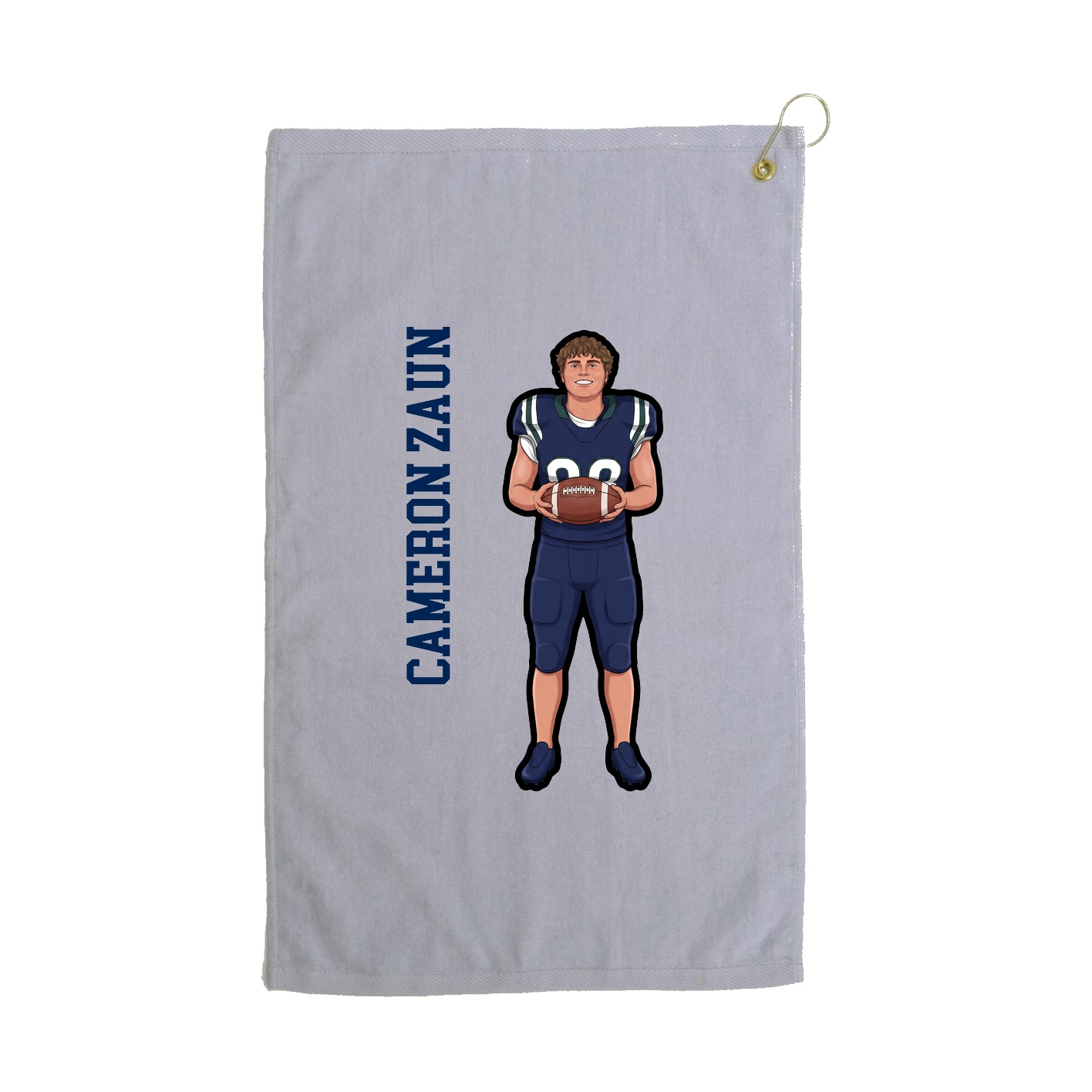 Golf Towel — Name Vertical in Grey