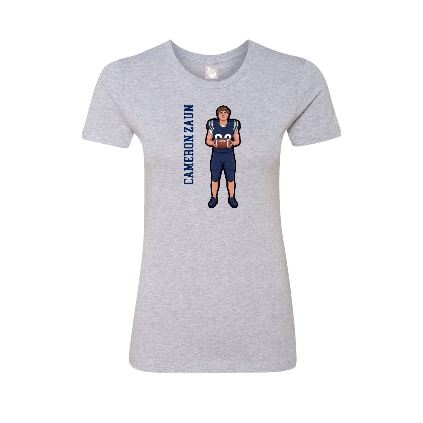 Fitted Women's Tee — Name Vertical in Grey