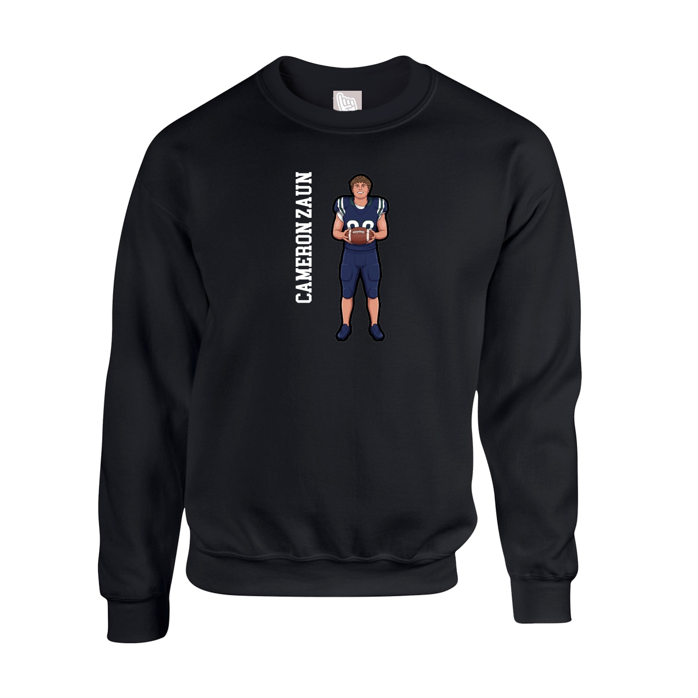 Fleece Crew — Name Vertical in Black