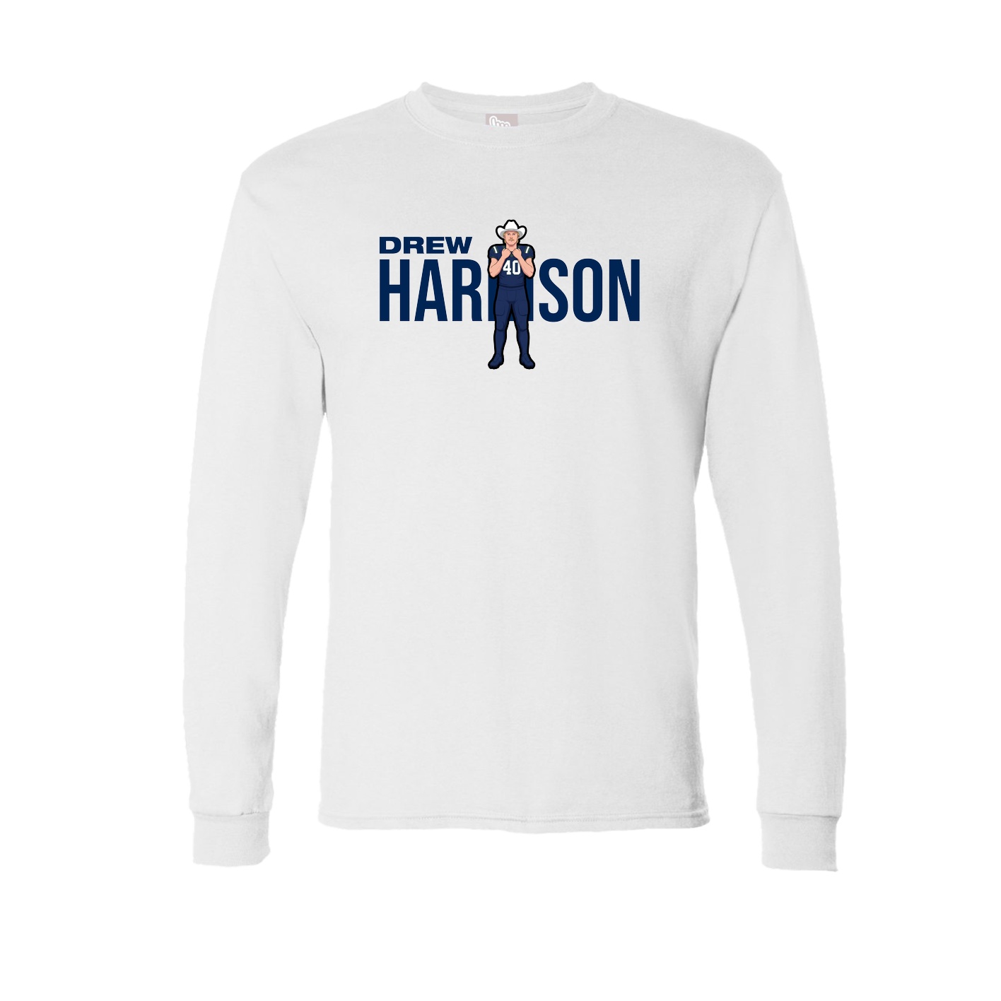 Long Sleeve Tee — Player Name in White