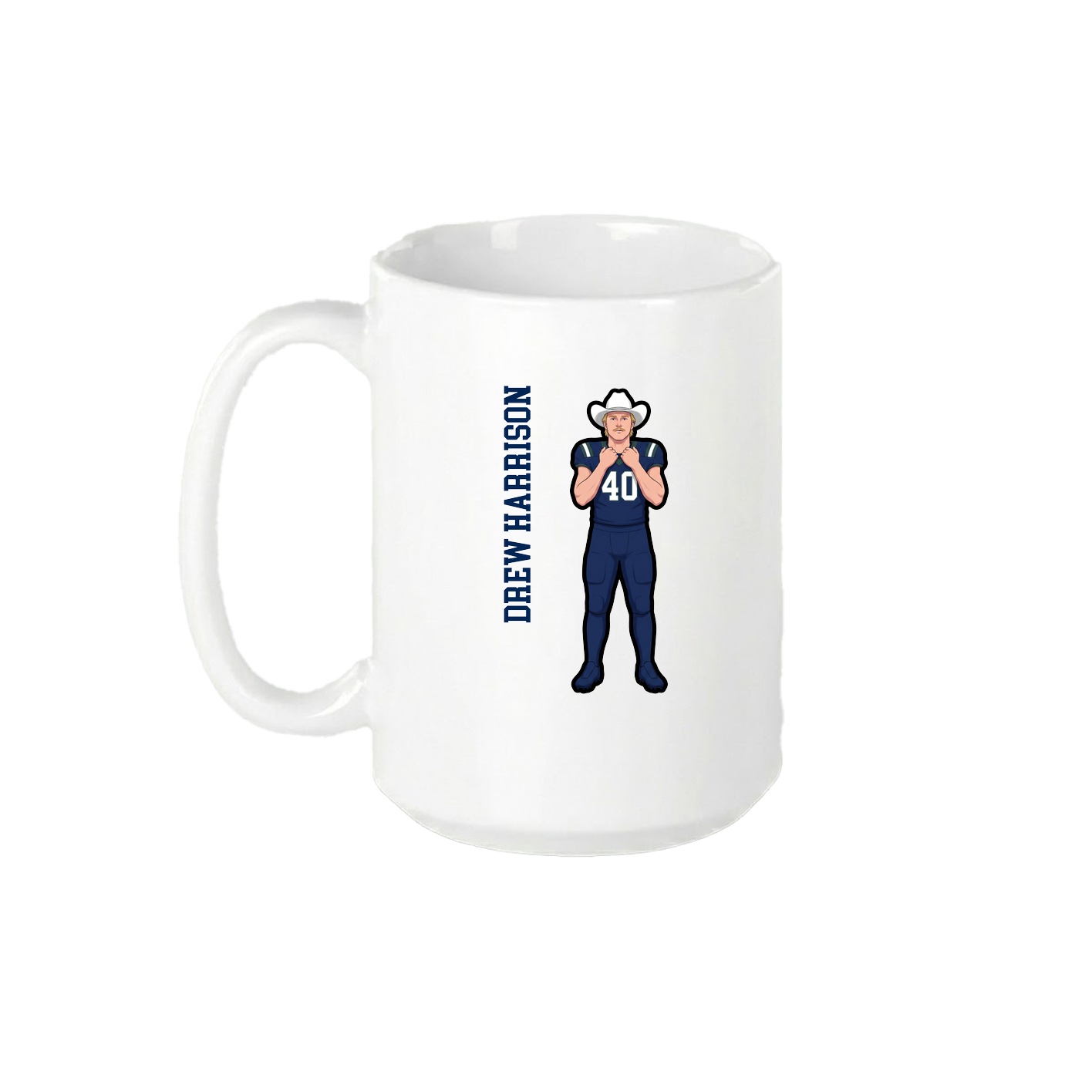 15oz Coffee Mug — Name Vertical in White