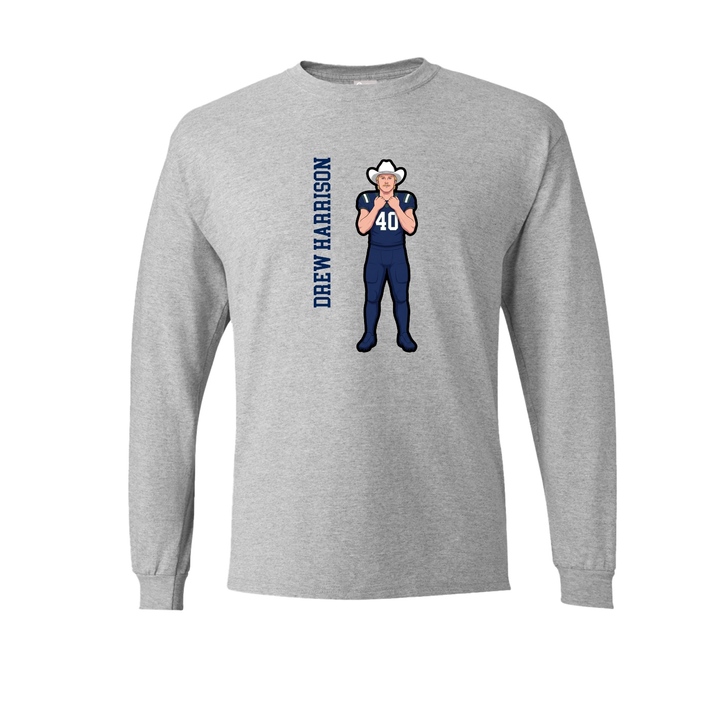 Long Sleeve Tee — Name Vertical in Grey