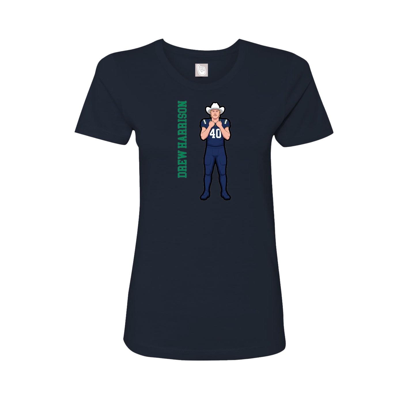 Fitted Women's Tee — Name Vertical in Navy