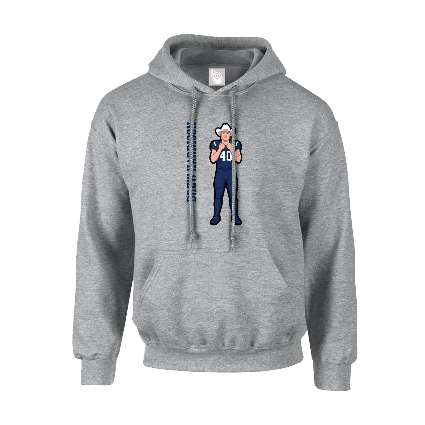 Youth Hoodie — Name Vertical in Grey