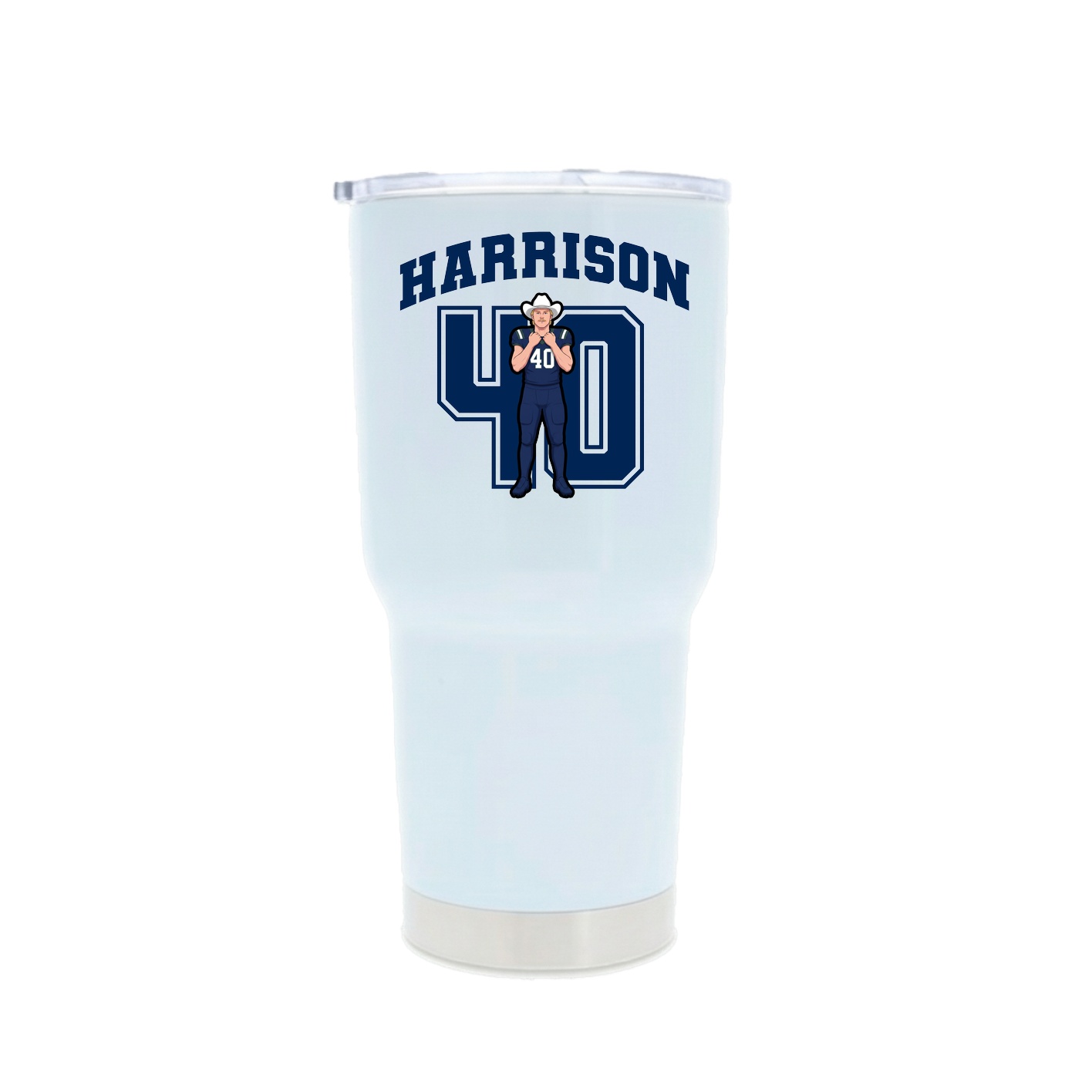 30oz Stainless Steel Tumbler — Number in White