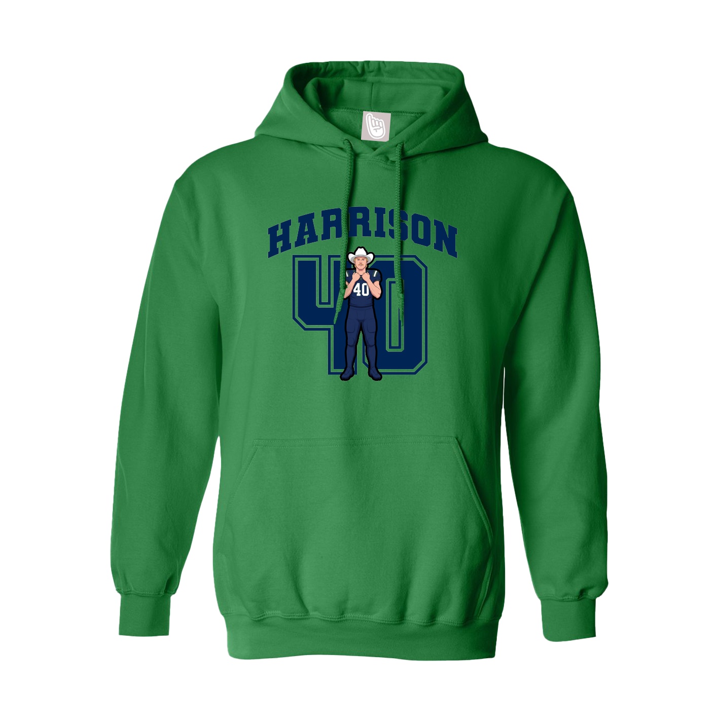 Youth Hoodie — Number in Green