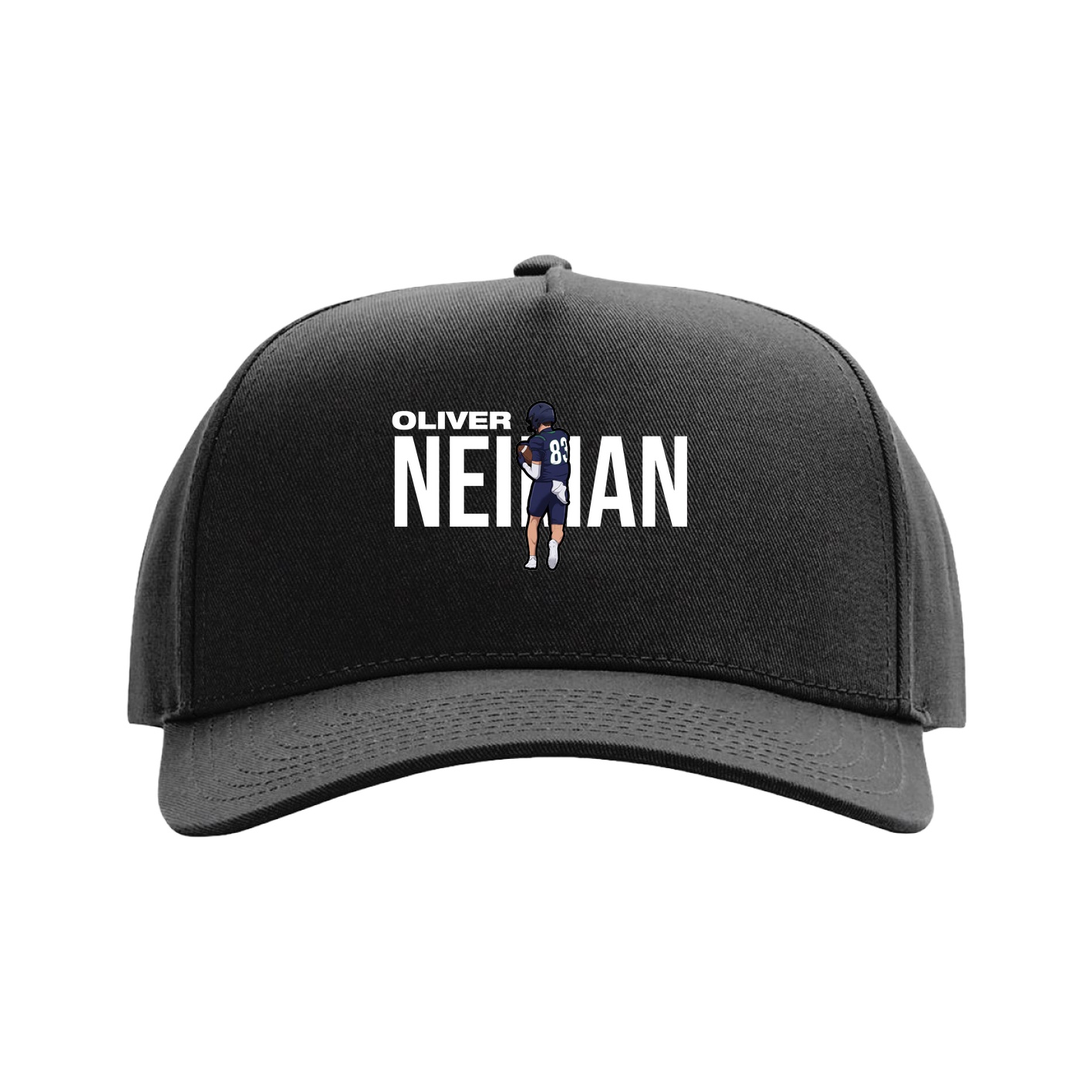 Full Fabric Five-Panel Champ Cap — Player Name in Black