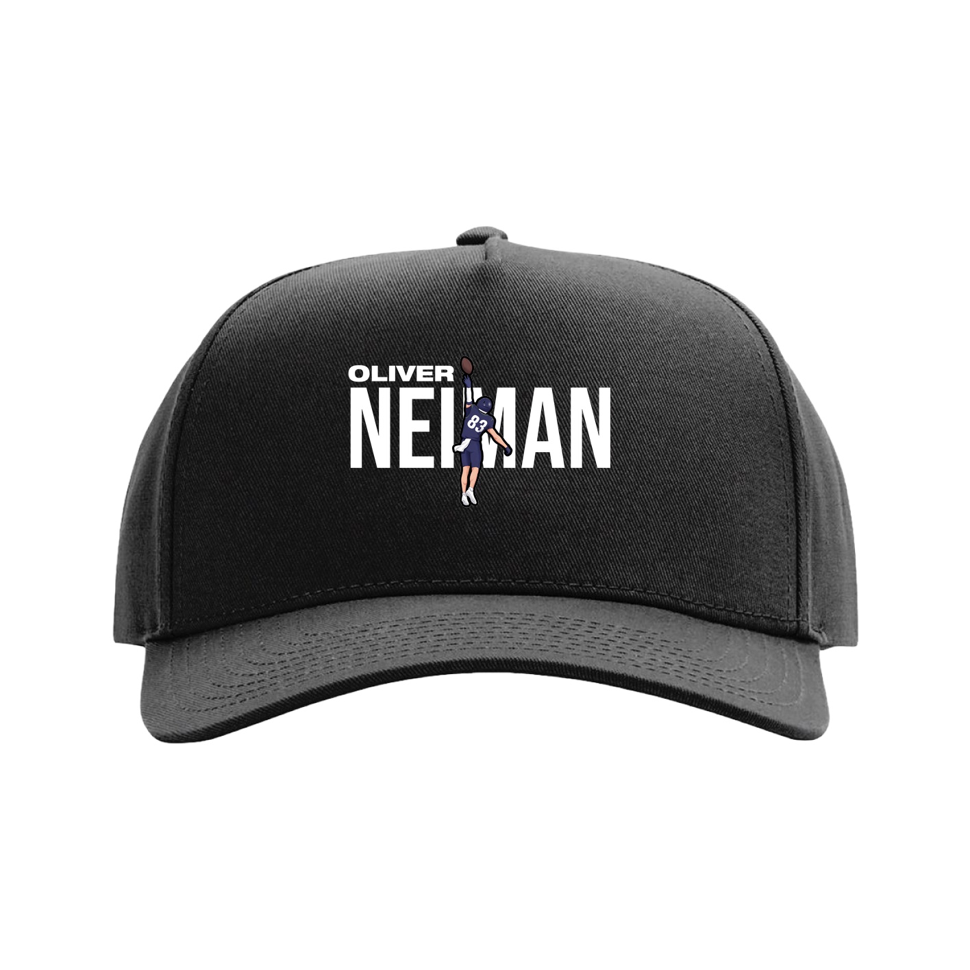 Full Fabric Five-Panel Champ Cap — Player Name in Black