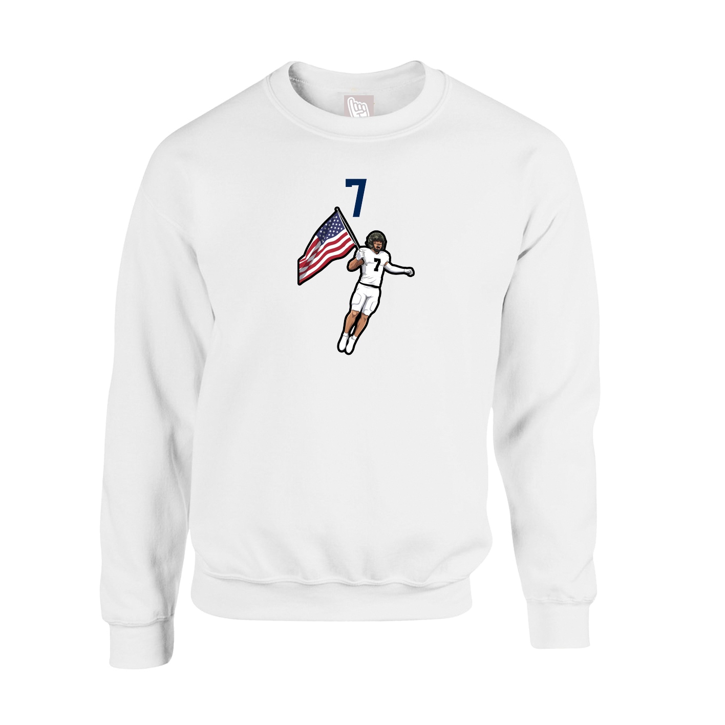 Fleece Crew — Number Top in White