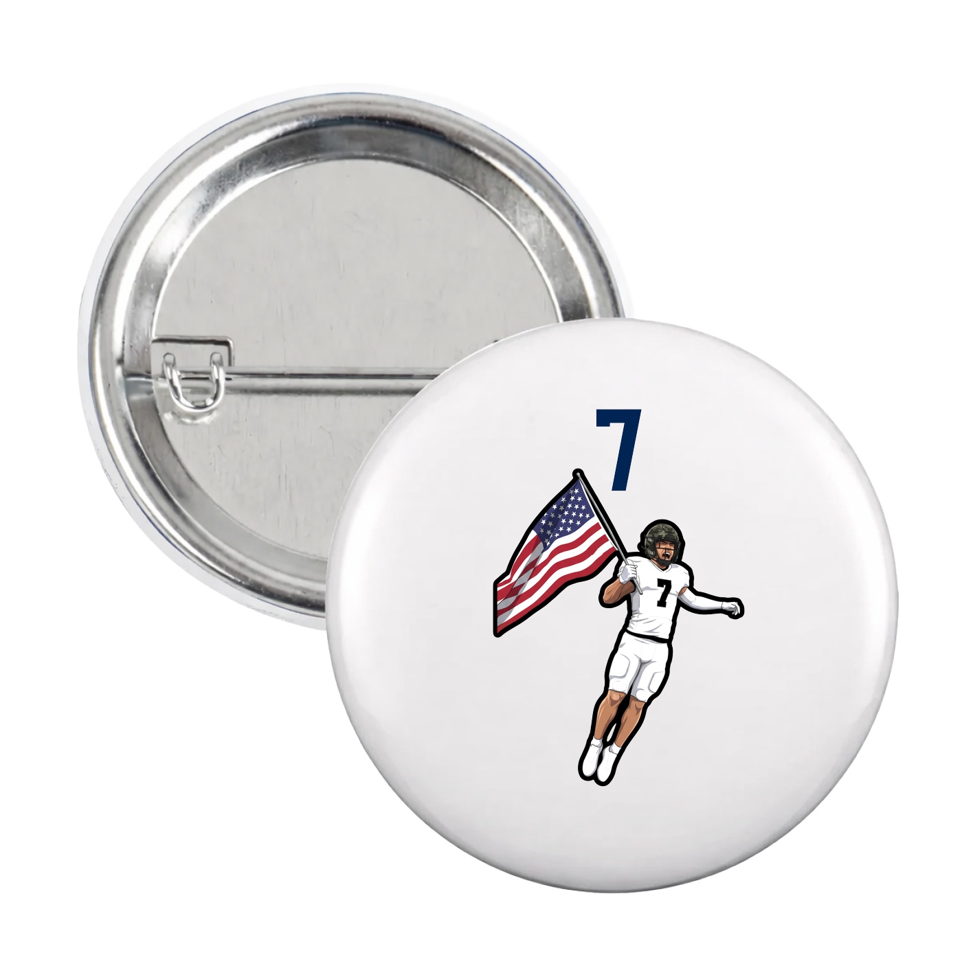 Game Day Button — Number Top in White