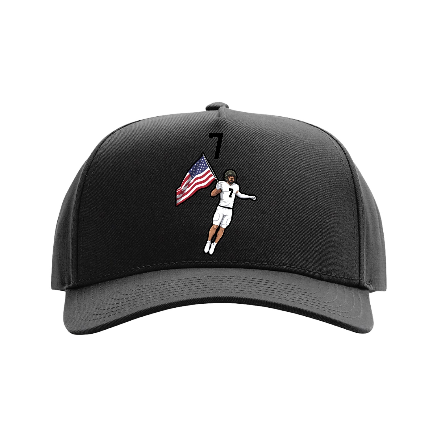 Full Fabric Five-Panel Champ Cap — Number Top in Black