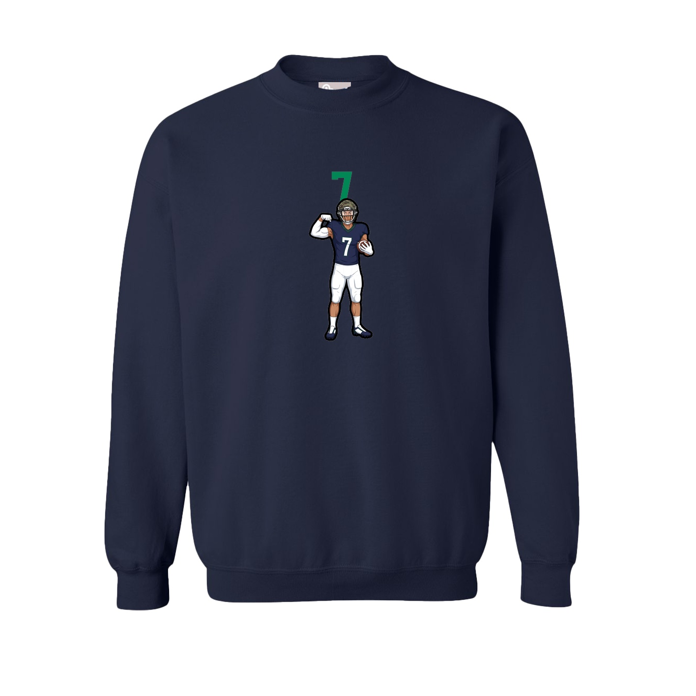 Fleece Crew — Number Top in Navy