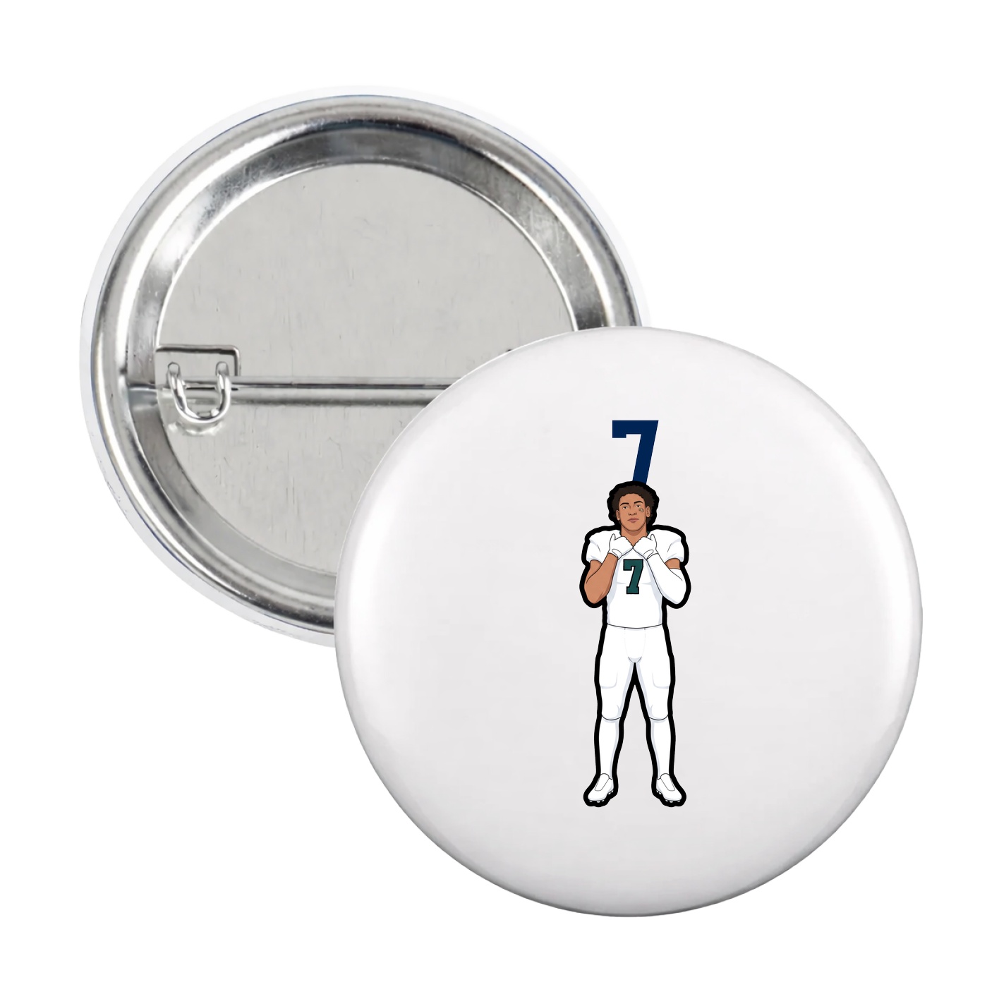 Game Day Button — Number Top in White