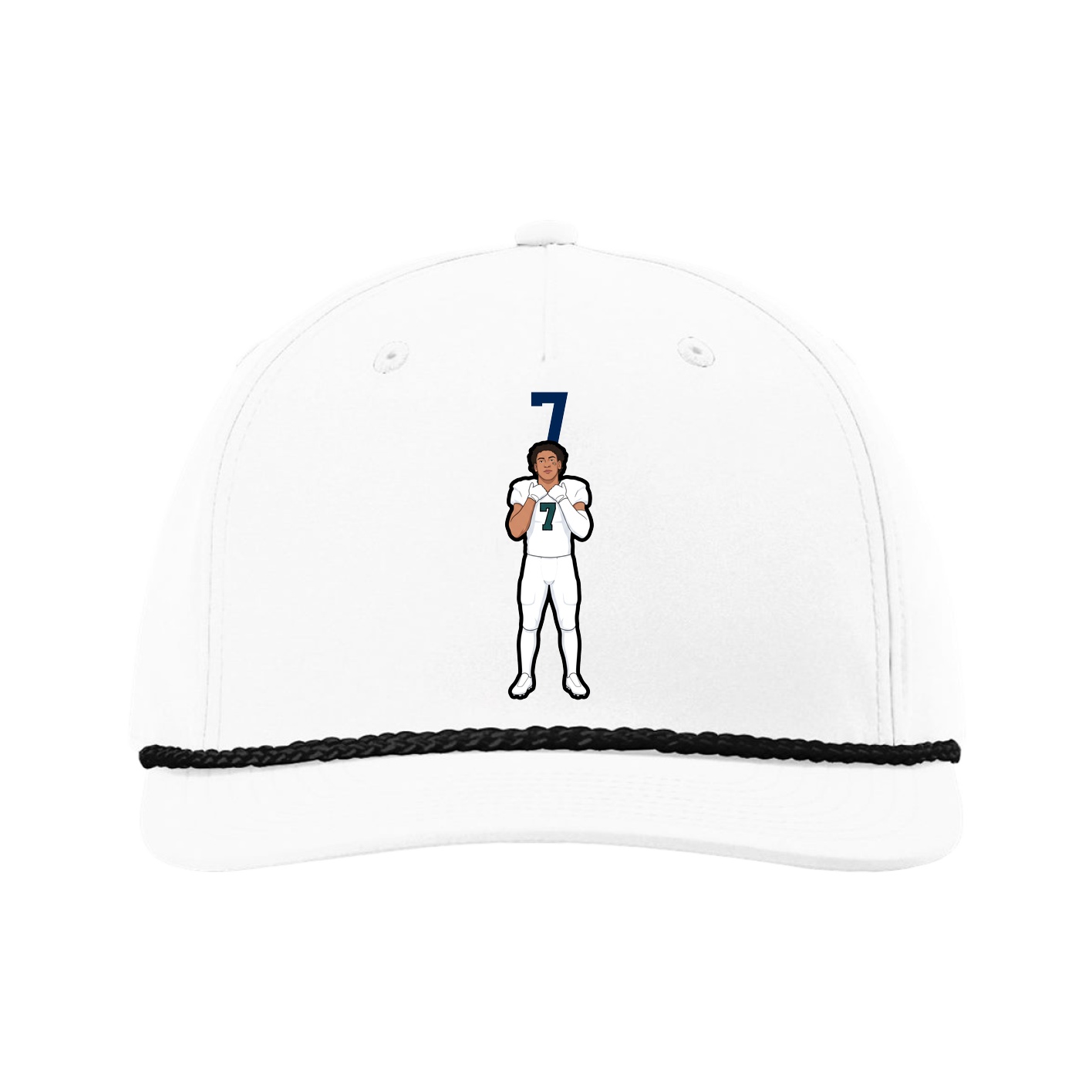 Five-Panel Classic Rope Cap — Number Top in White