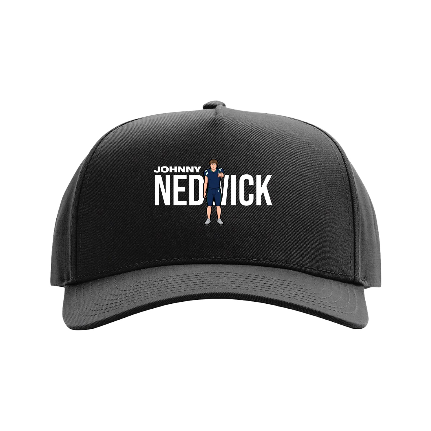 Full Fabric Five-Panel Champ Cap — Player Name in Black