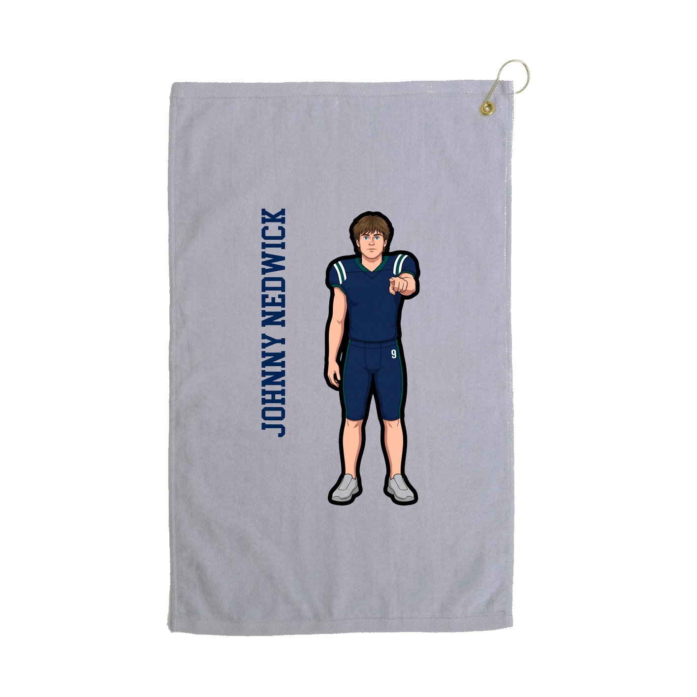 Golf Towel — Name Vertical in Grey