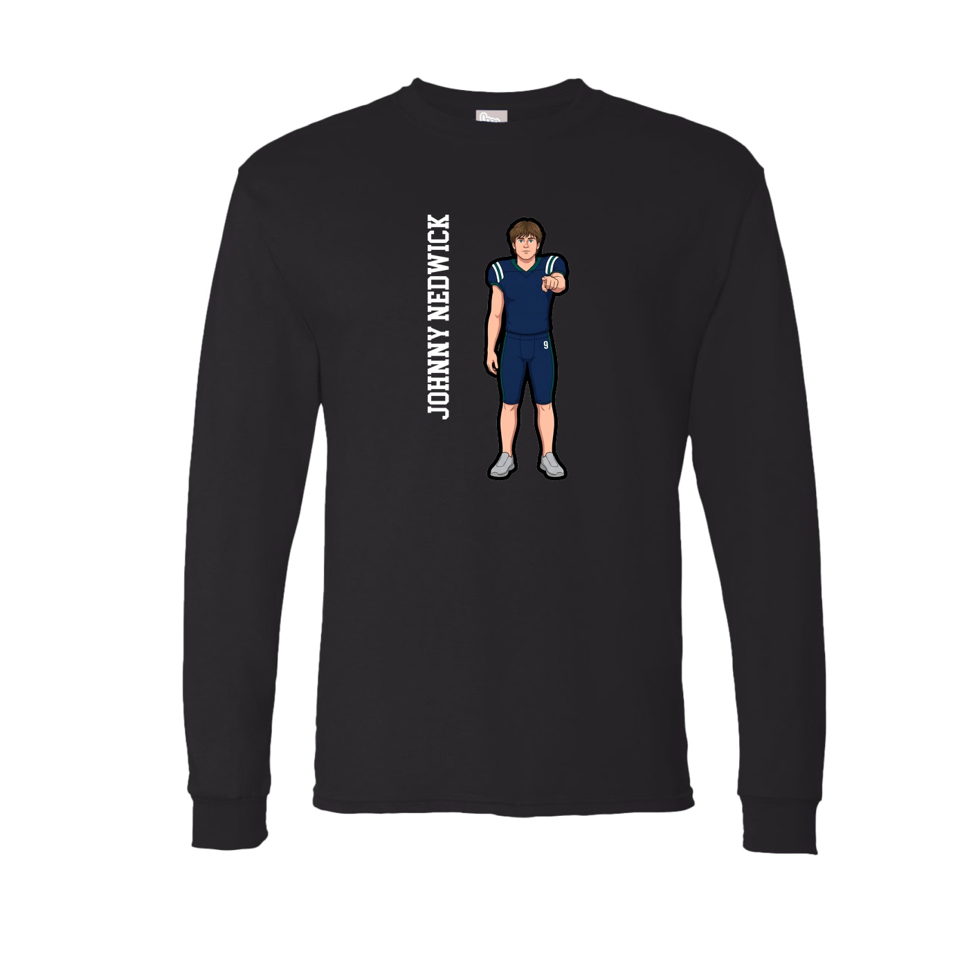 Long Sleeve Tee — Name Vertical in Black