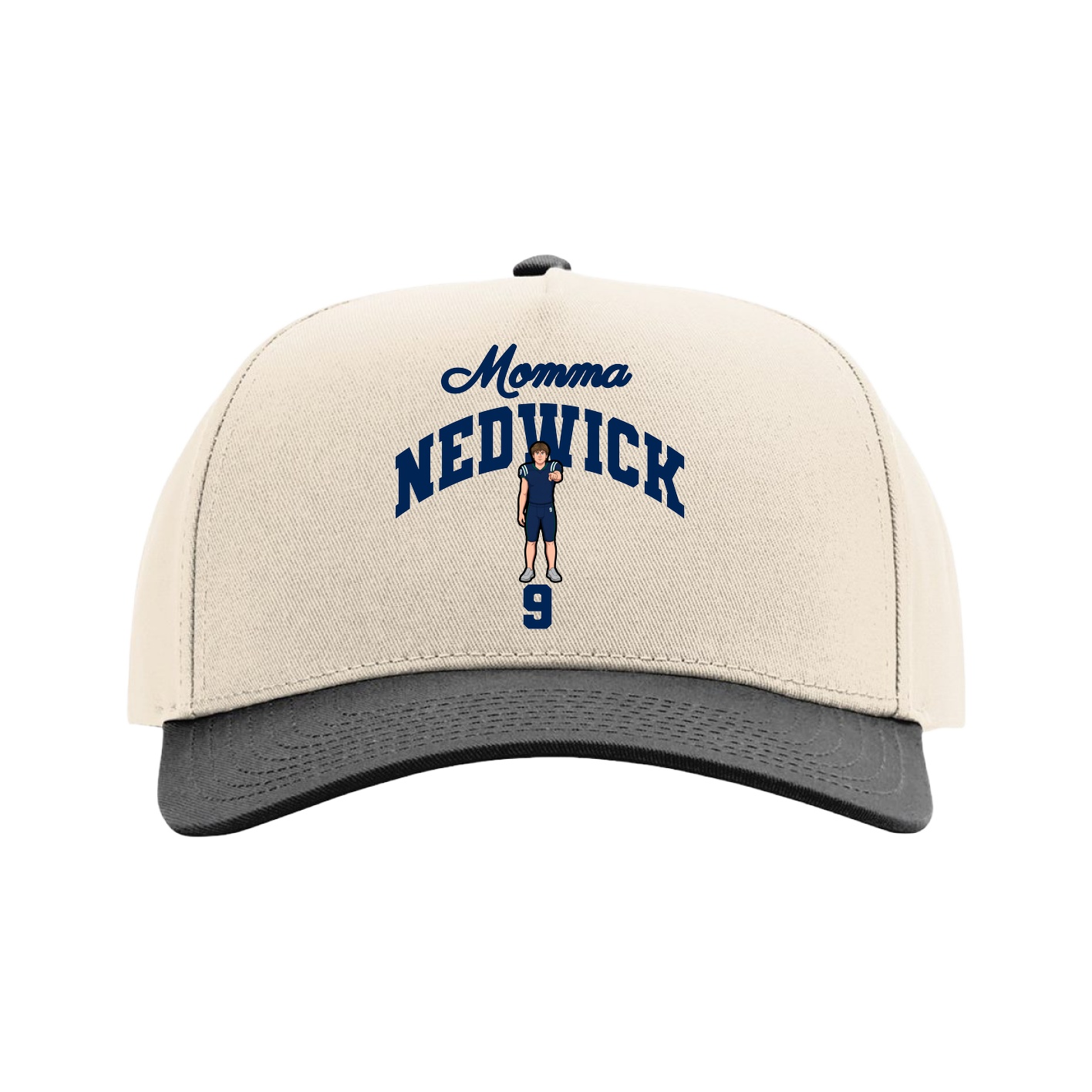 Full Fabric Five-Panel Champ Cap — Mothers Day Arch in Cream/Black