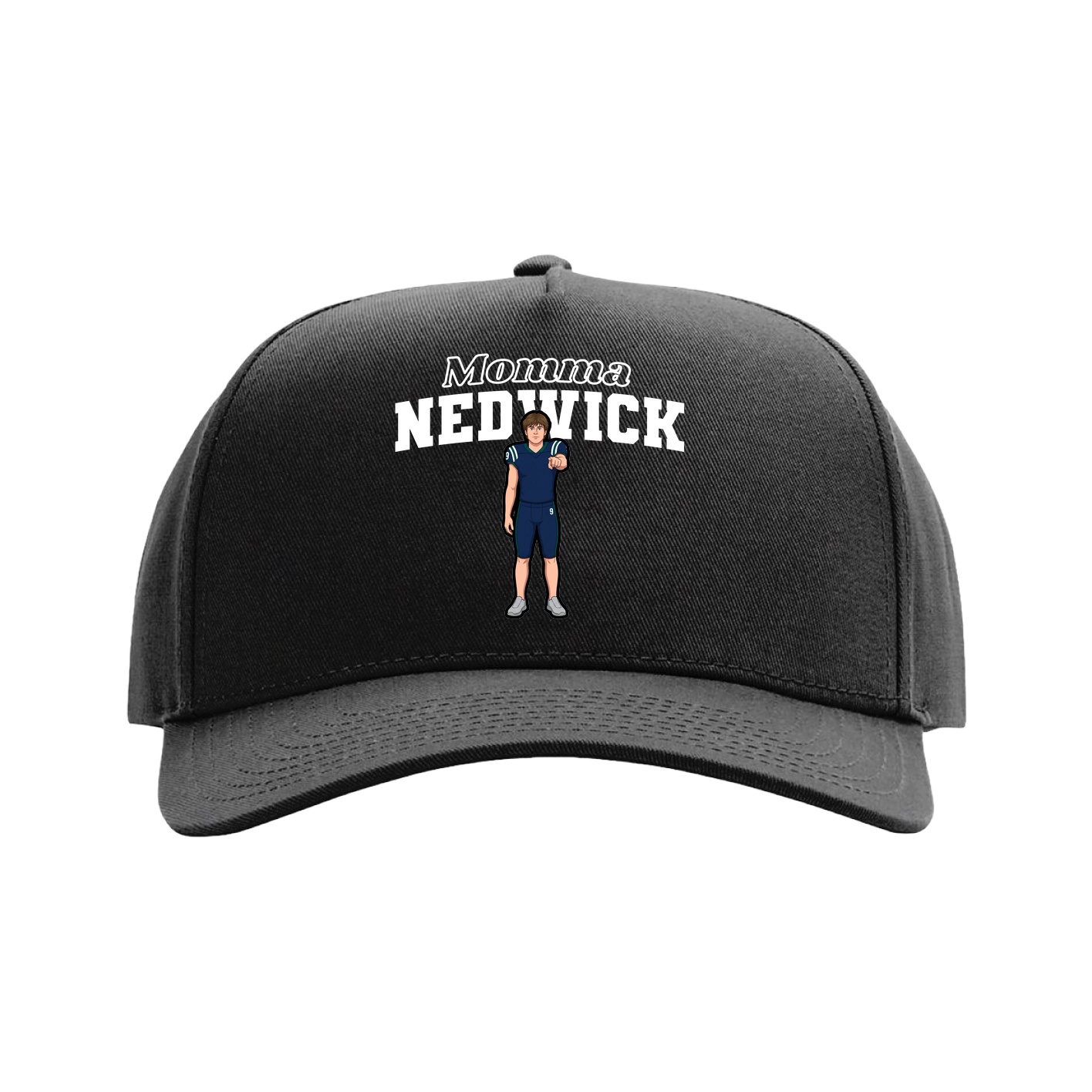 Full Fabric Five-Panel Champ Cap — Mothers Day Block in Black