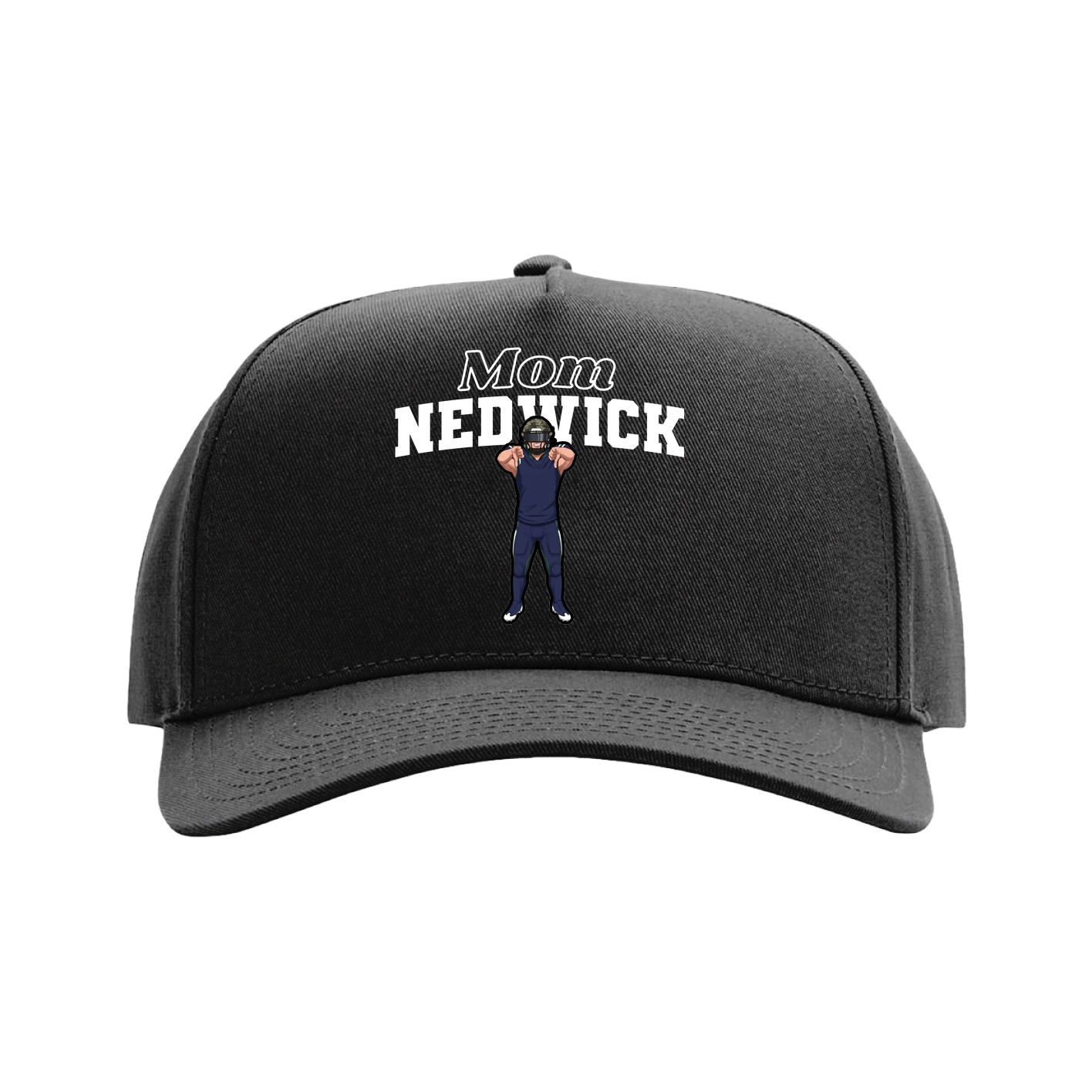 Full Fabric Five-Panel Champ Cap — Mothers Day Block in Black