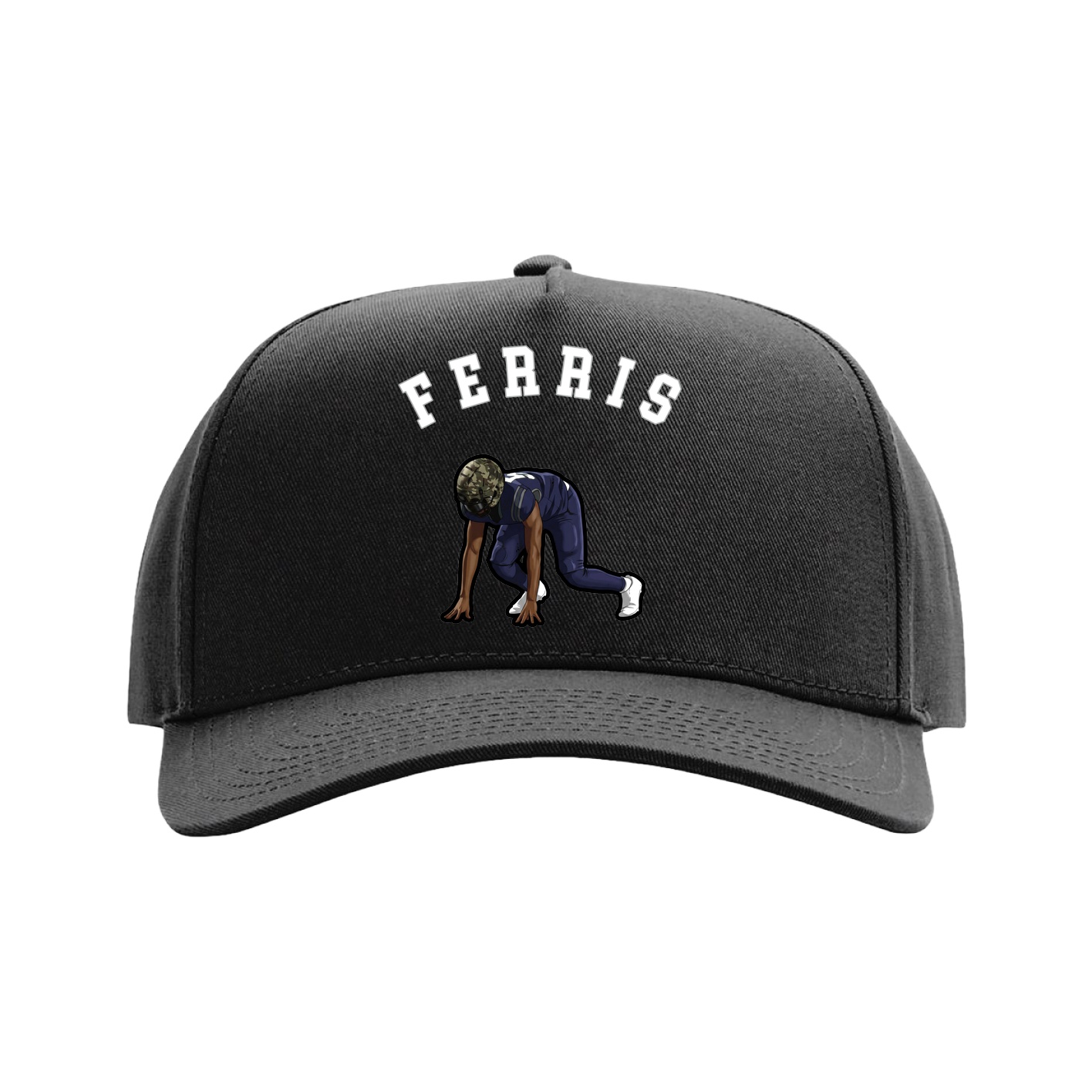 Full Fabric Five-Panel Champ Cap — Shirsey Arch in Black