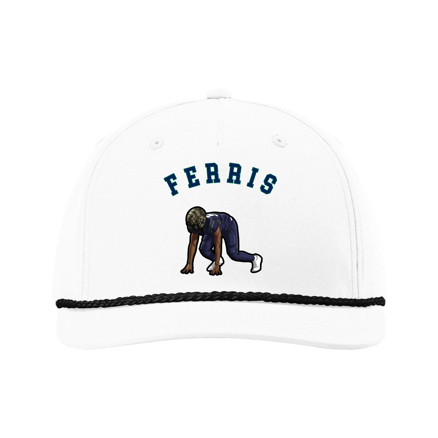 Five-Panel Classic Rope Cap — Shirsey Arch in White