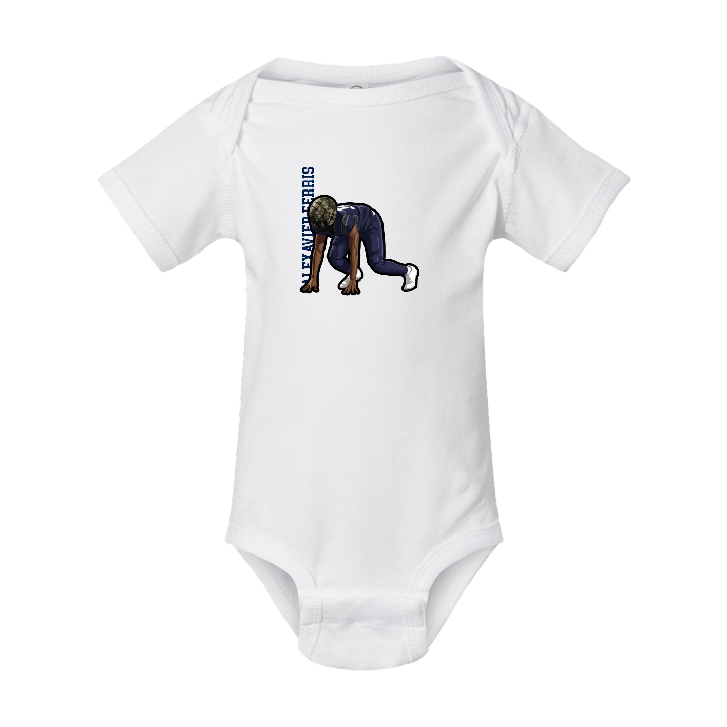 Baby Onesie — Name Vertical in White
