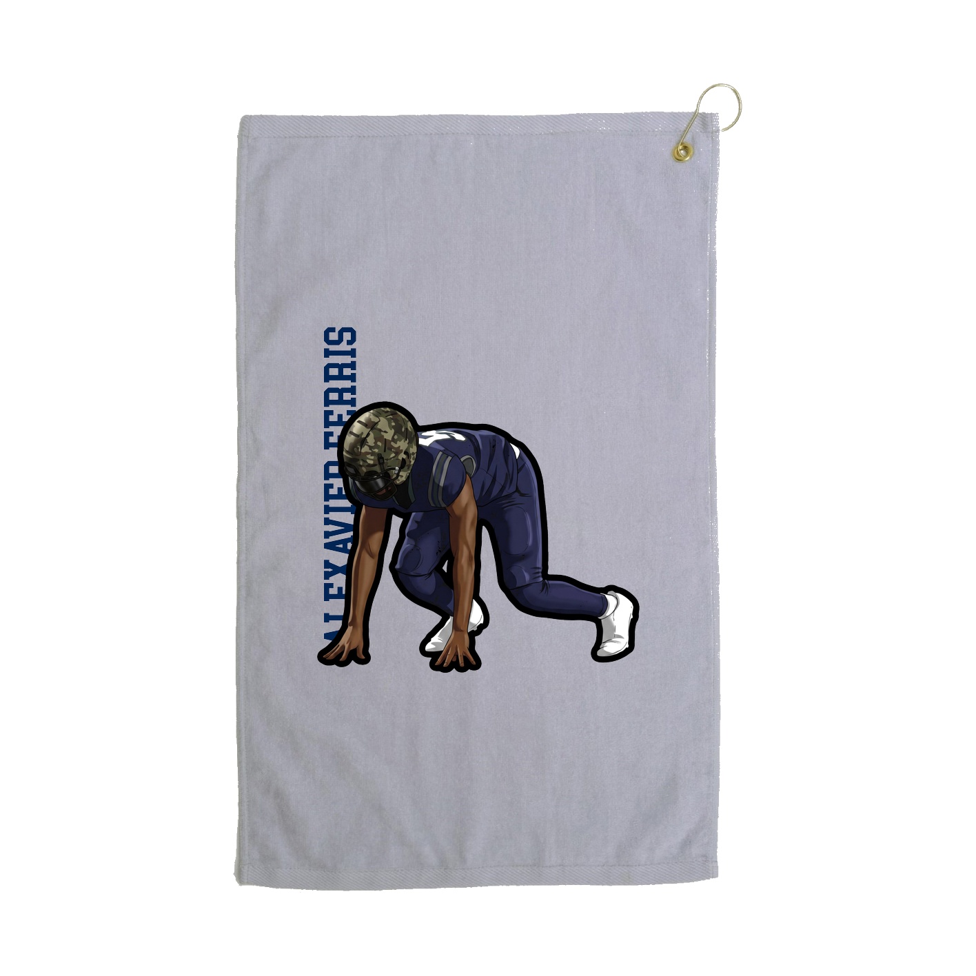 Golf Towel — Name Vertical in Grey