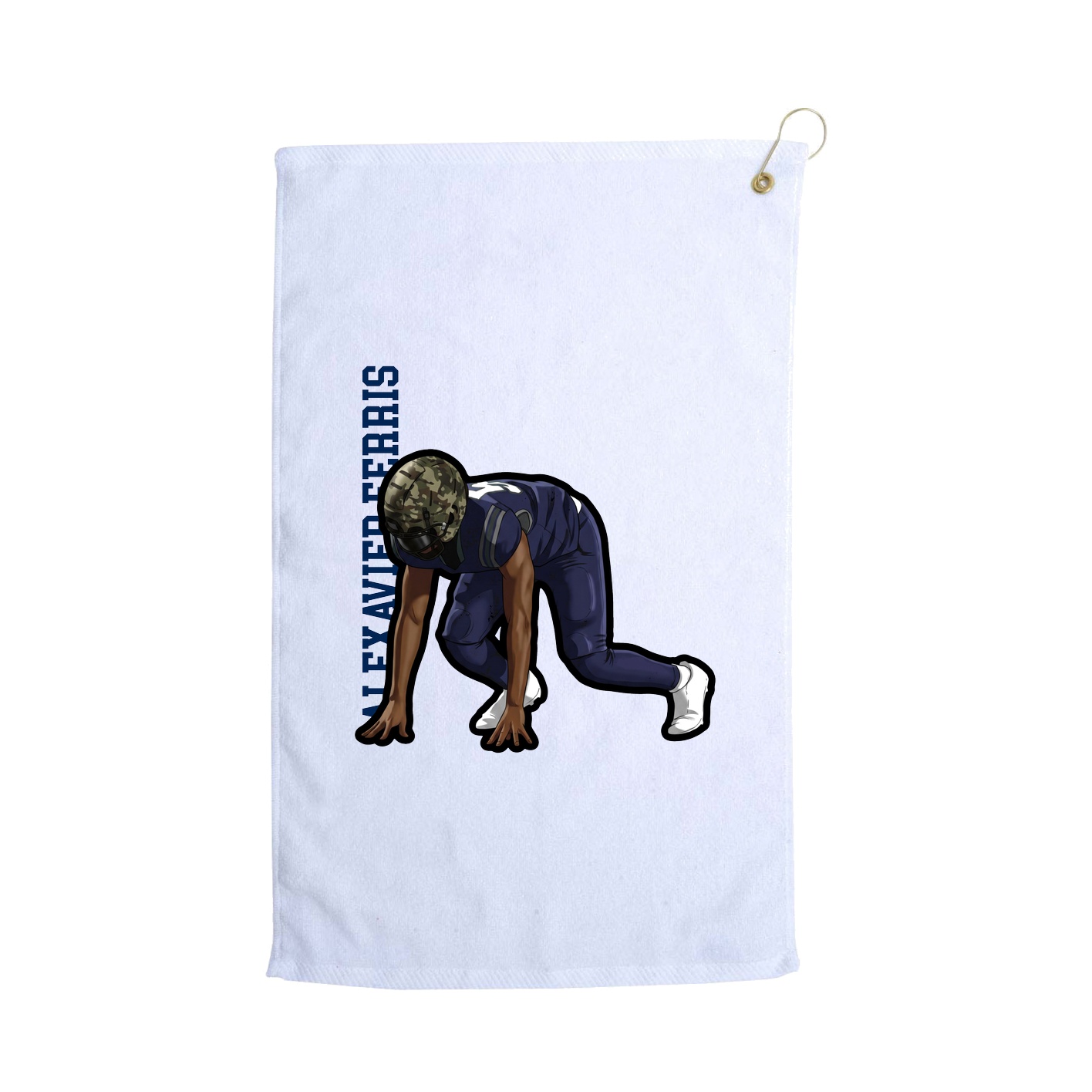 Golf Towel — Name Vertical in White