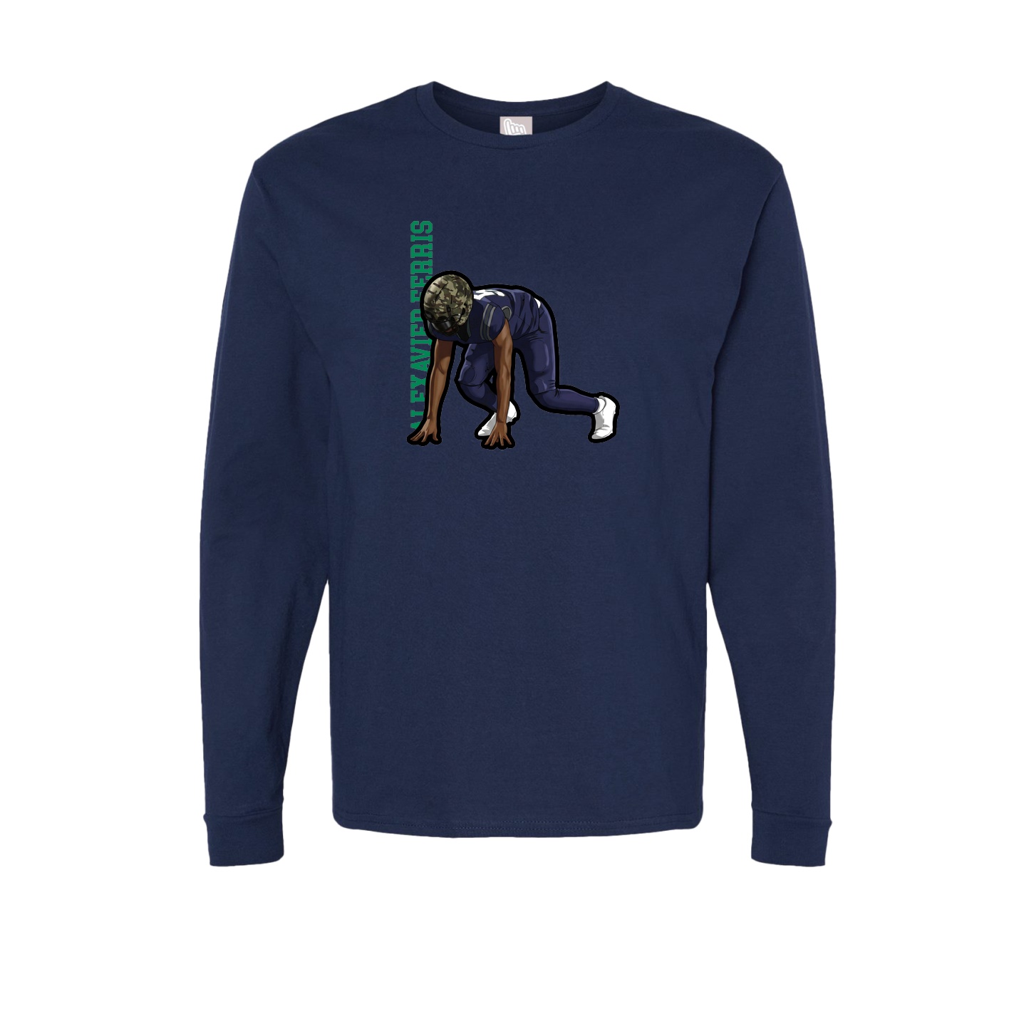 Long Sleeve Tee — Name Vertical in Navy