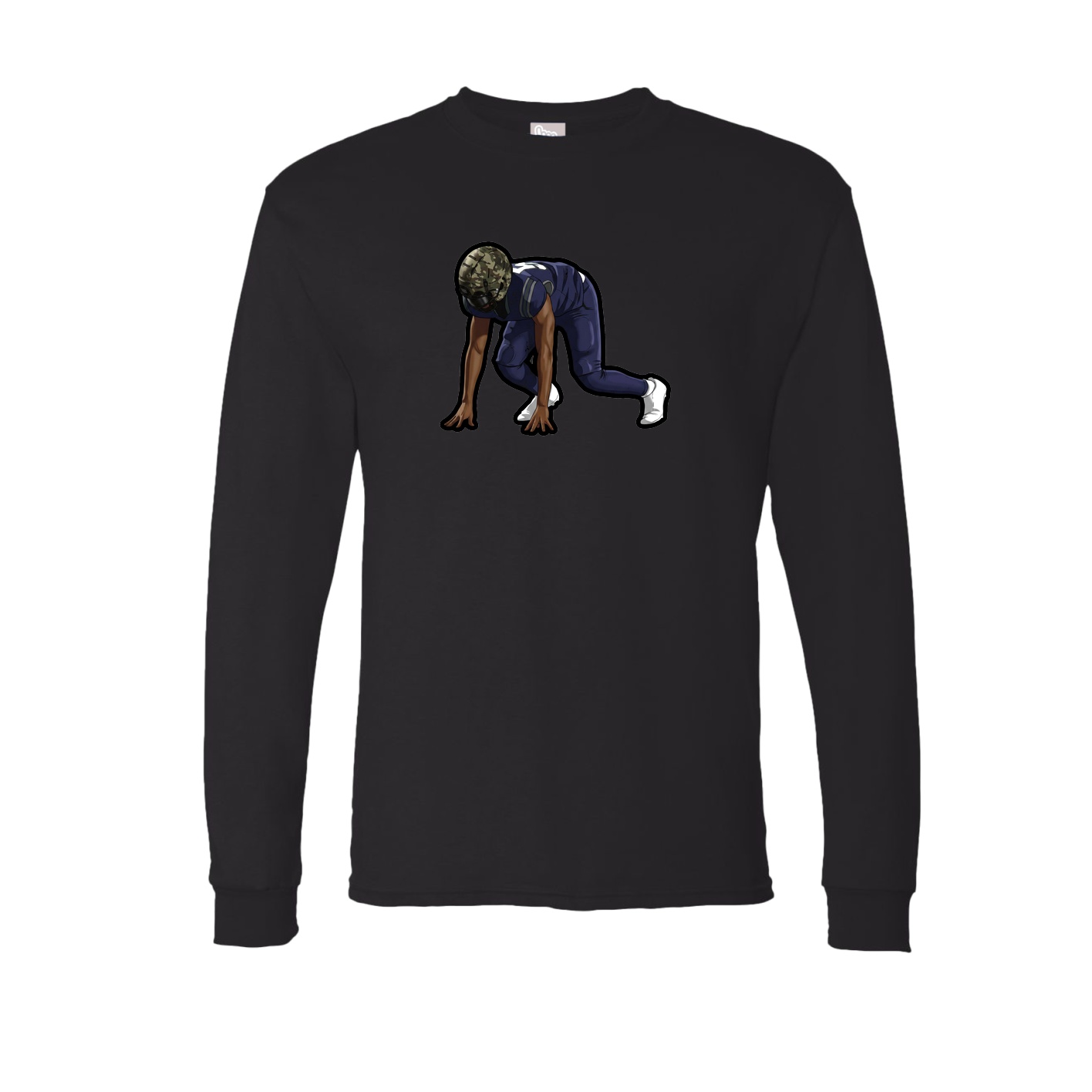 Long Sleeve Tee — Name Vertical in Black