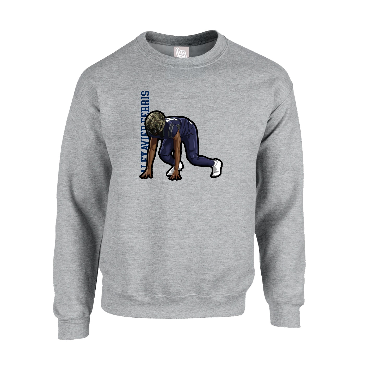Fleece Crew — Name Vertical in Grey