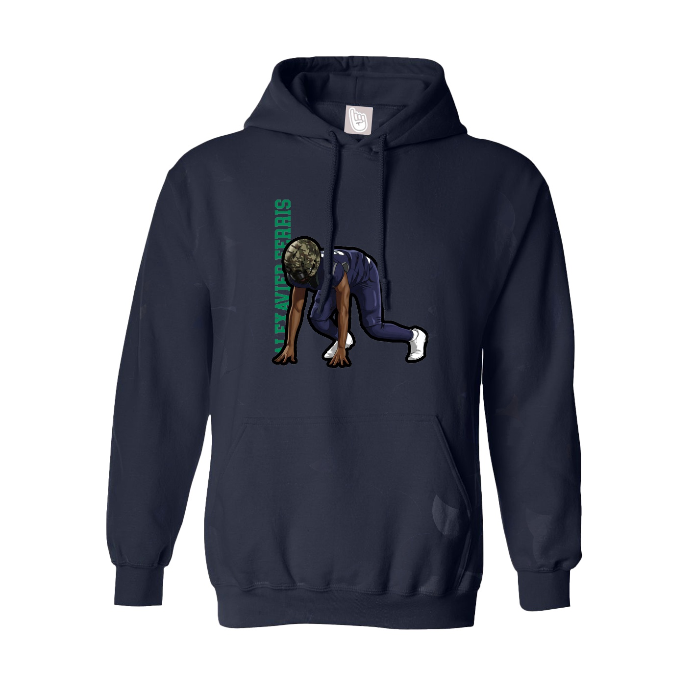 Youth Hoodie — Name Vertical in Navy