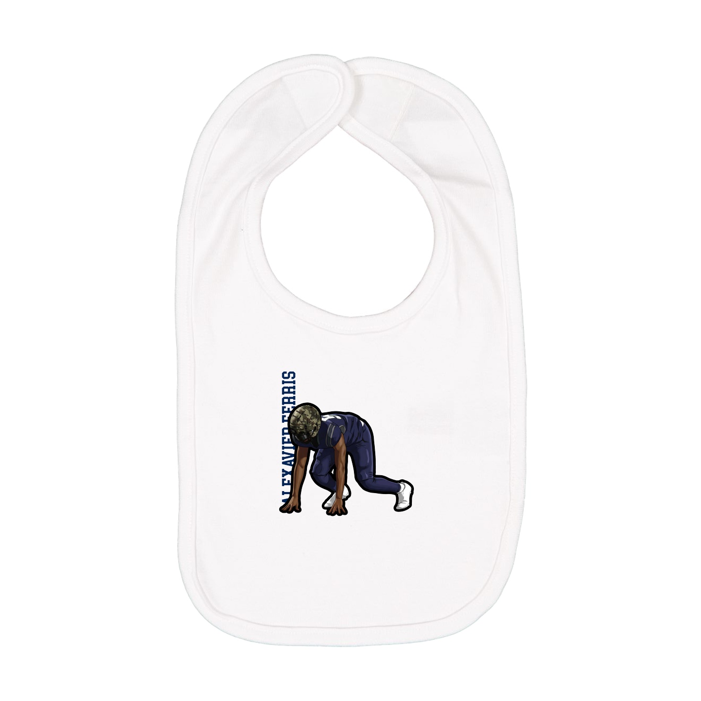 Infant Bib — Name Vertical in White