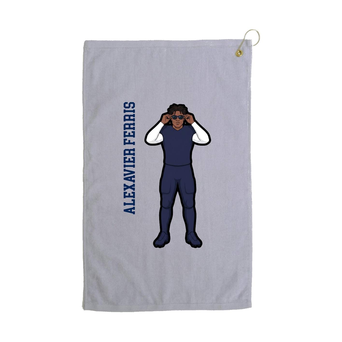 Golf Towel — Name Vertical in Grey