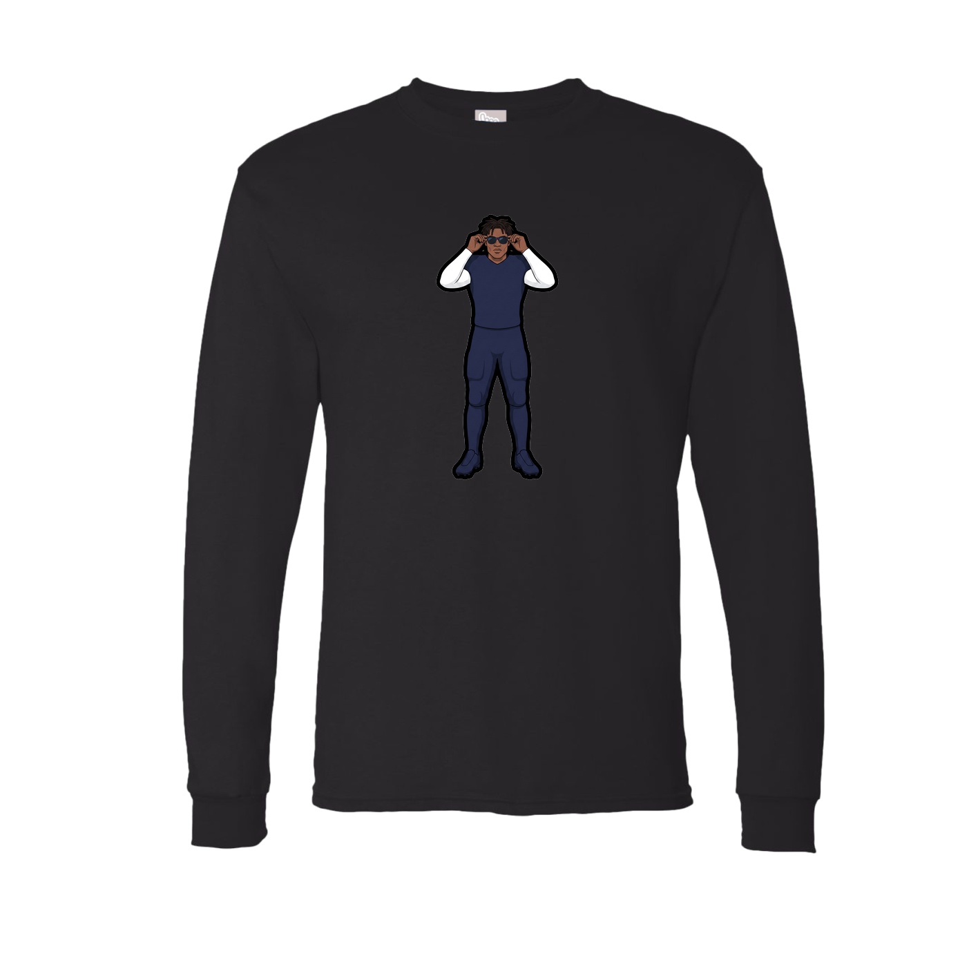 Long Sleeve Tee — Name Vertical in Black