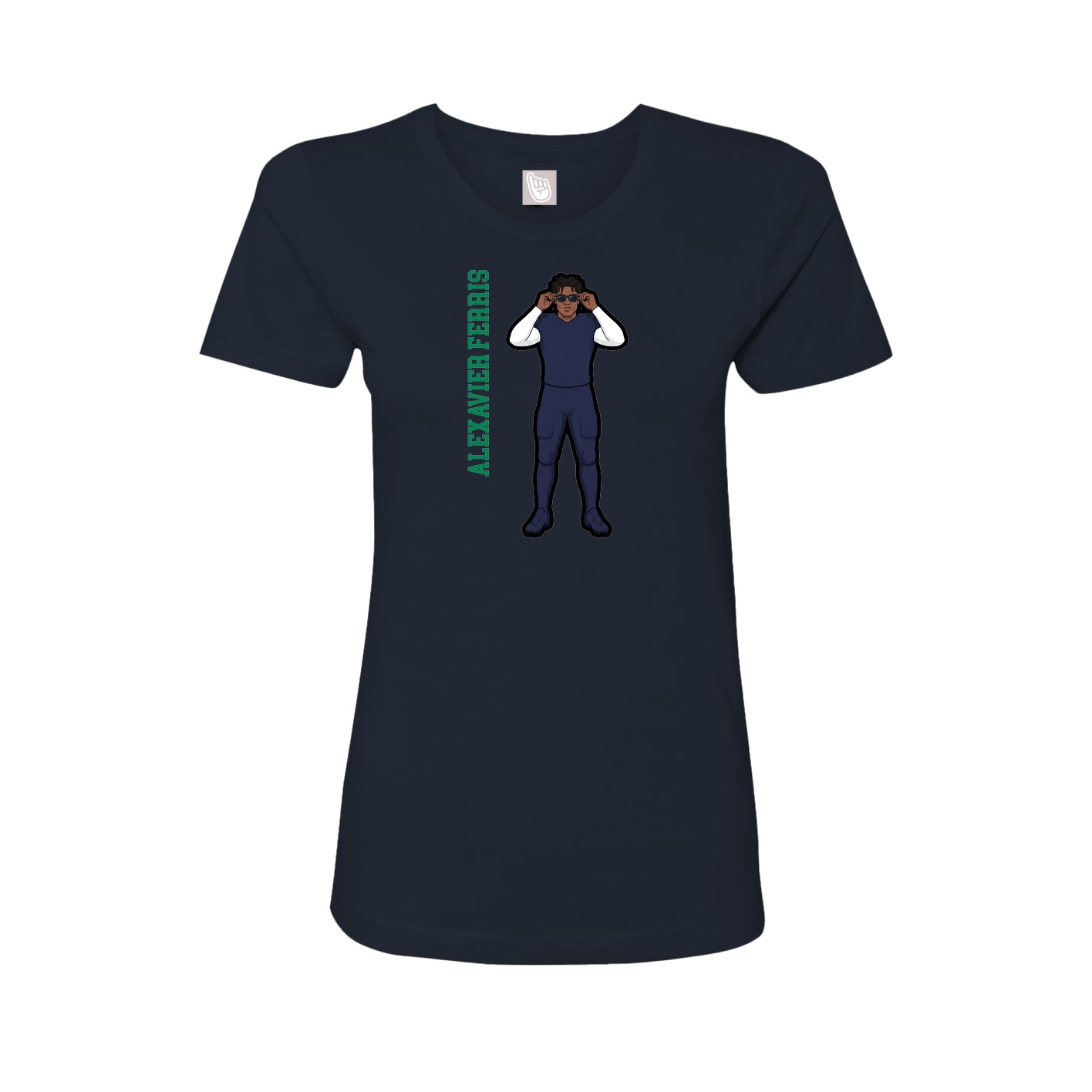 Womens Tee — Name Vertical in Navy