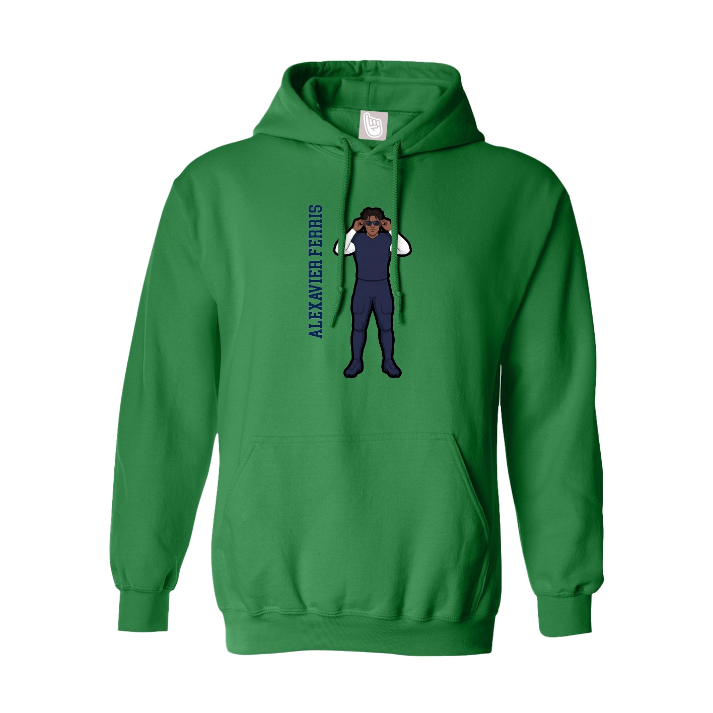 Youth Hoodie — Name Vertical in Green