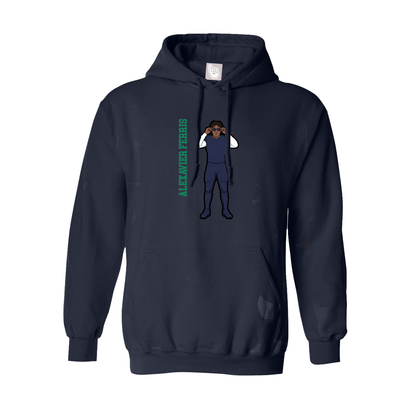 Youth Hoodie — Name Vertical in Navy