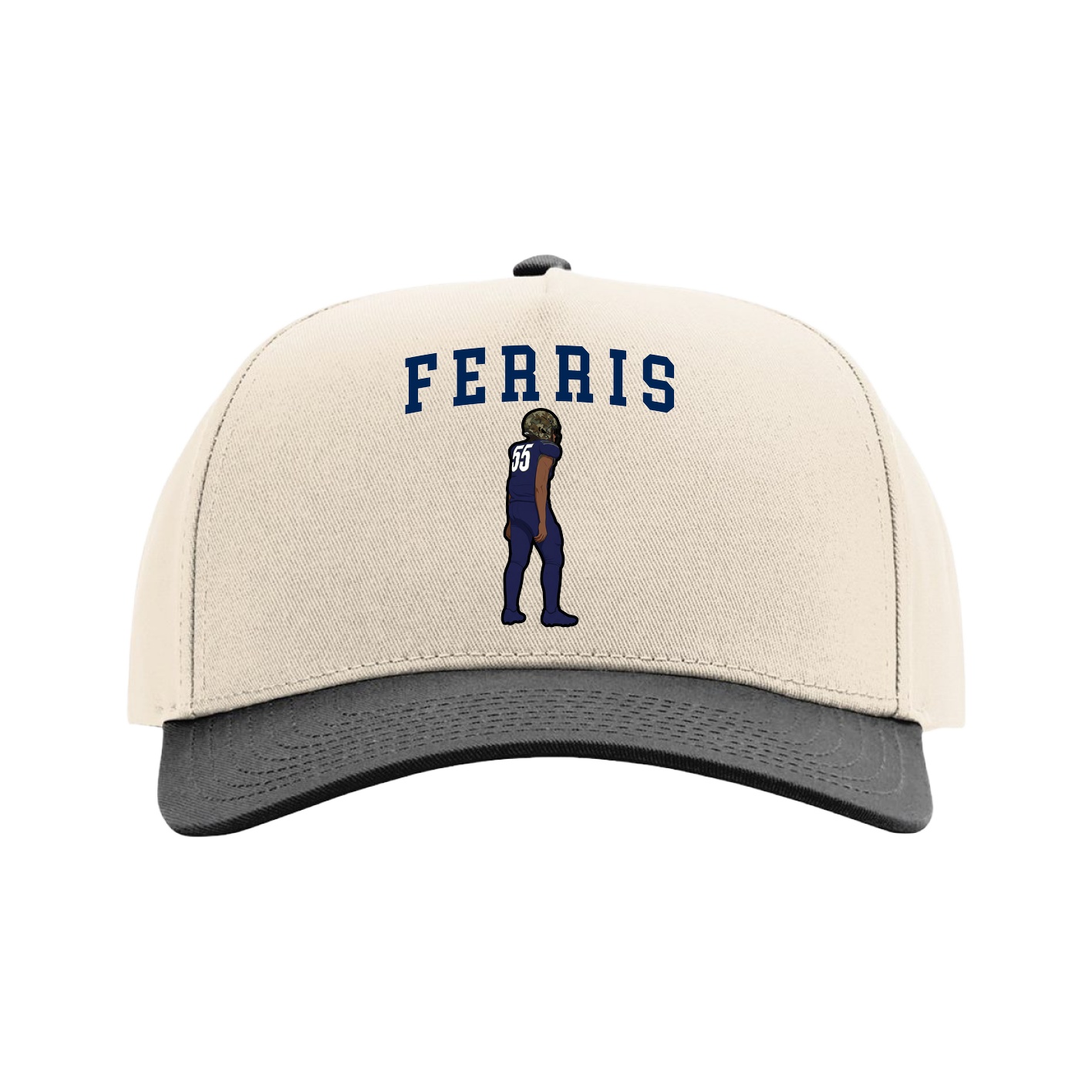 Full Fabric Five-Panel Champ Cap — Shirsey in Cream/Black