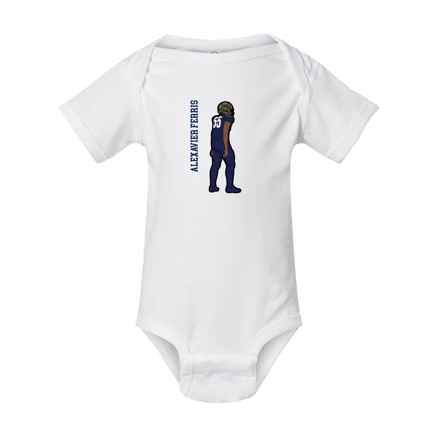 Baby Onesie — Name Vertical in White