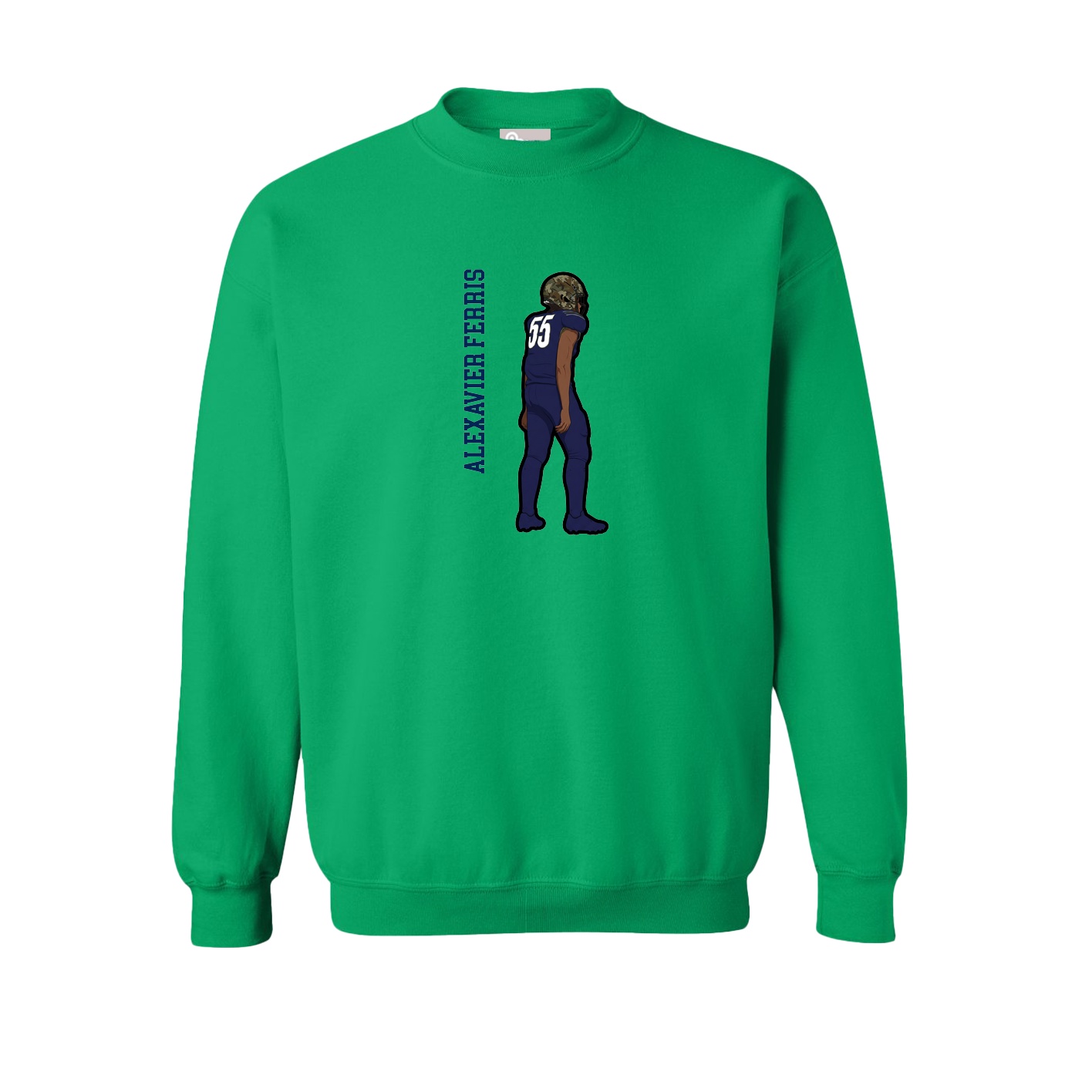 Fleece Crew — Name Vertical in Green