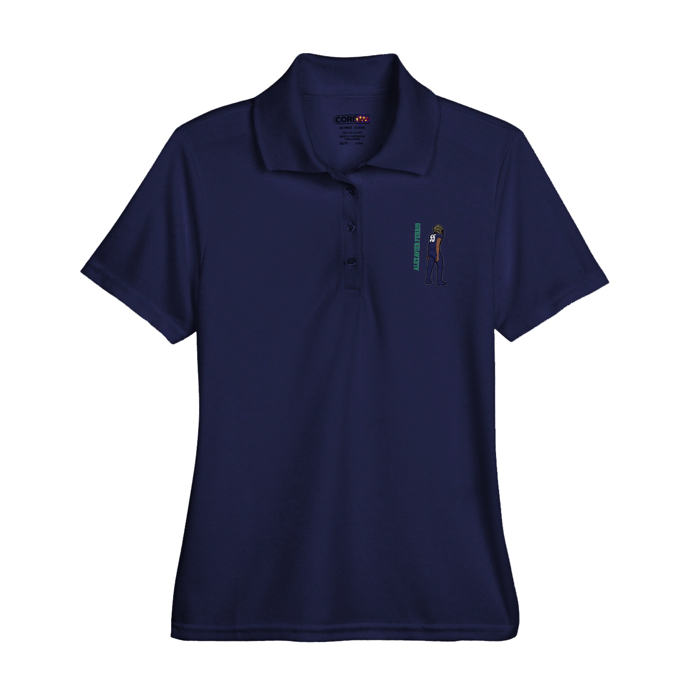 Womens Performance Polo — Name Vertical in Navy