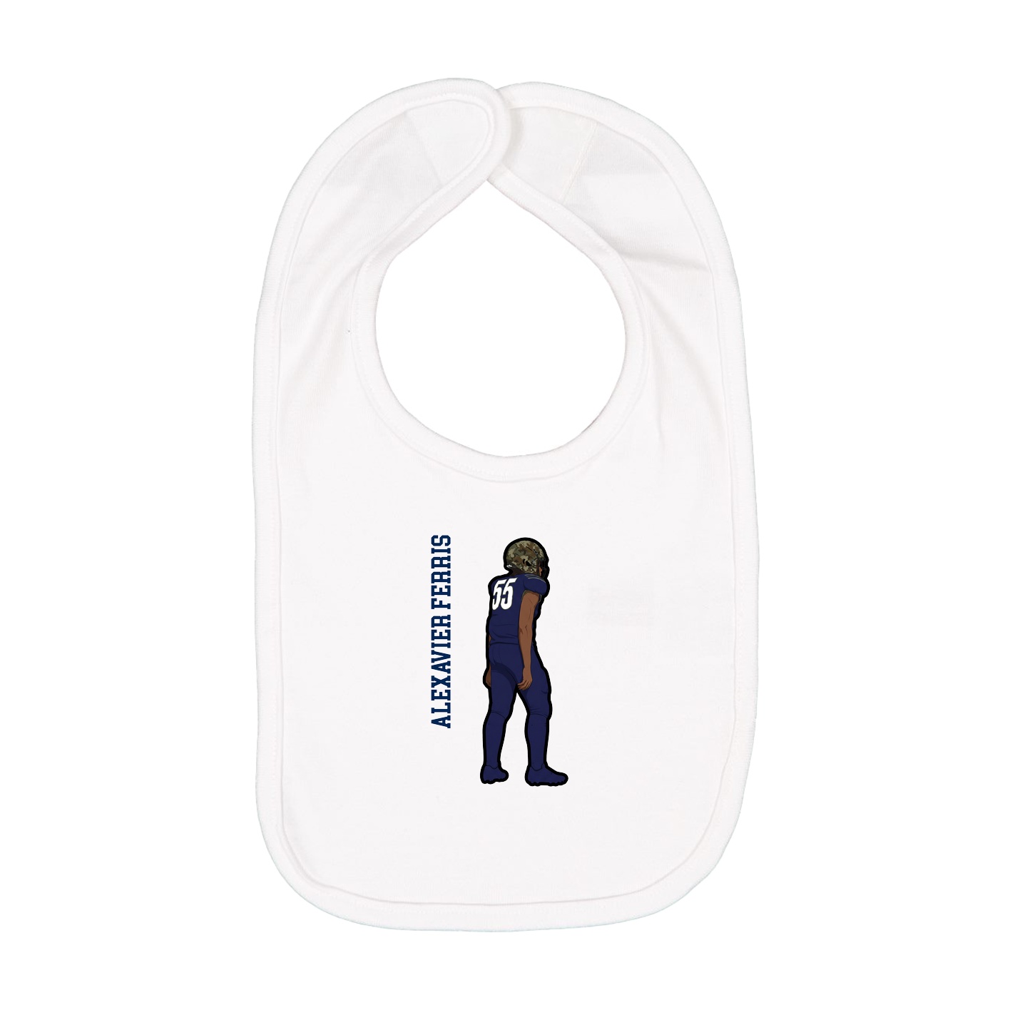 Infant Bib — Name Vertical in White