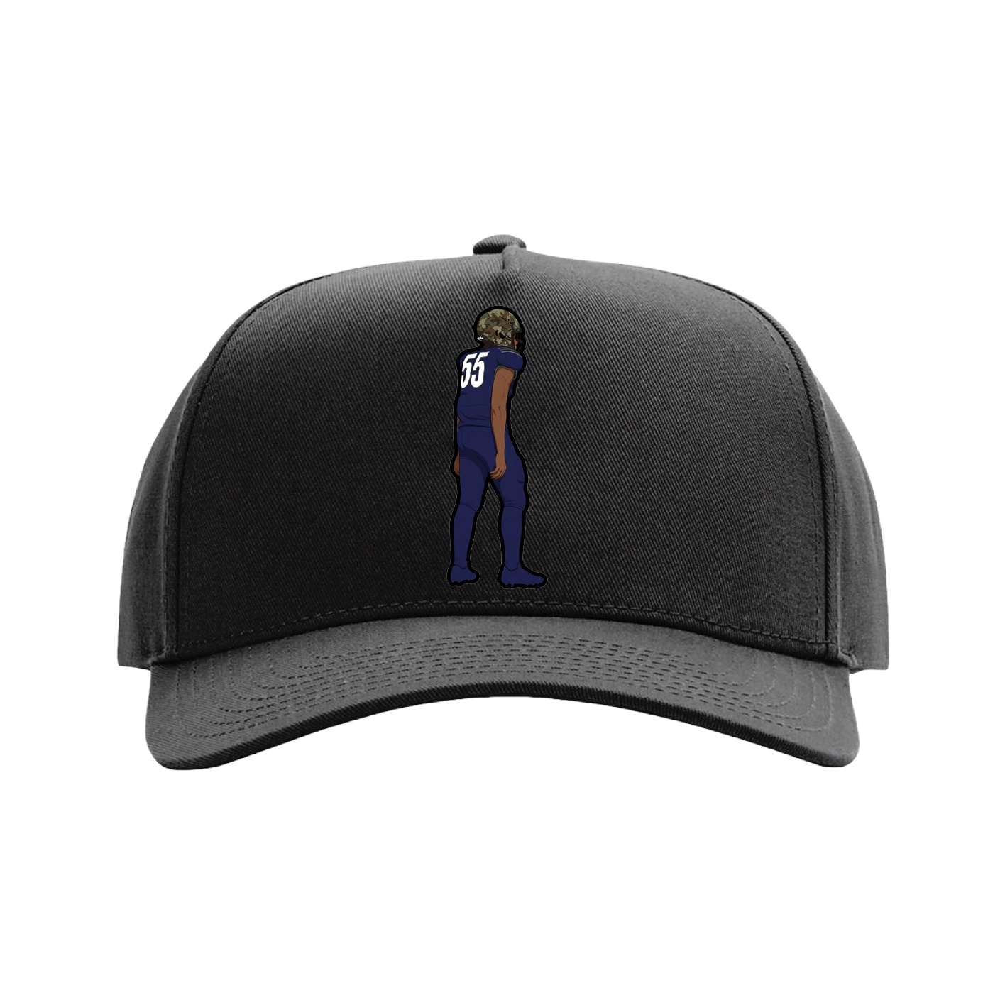 Full Fabric Five-Panel Champ Cap — Name Vertical in Black