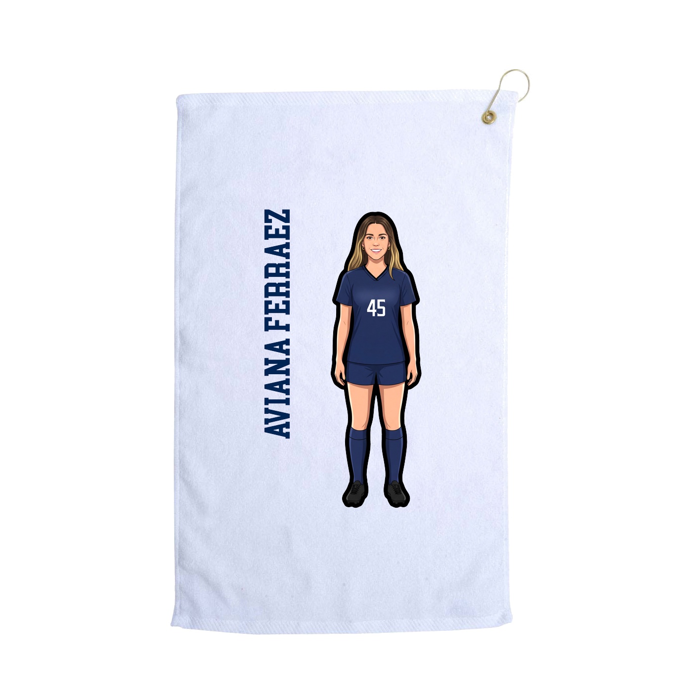 Golf Towel — Name Vertical in White