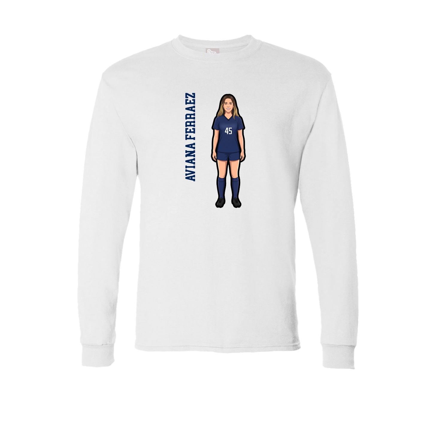 Long Sleeve Tee — Name Vertical in White