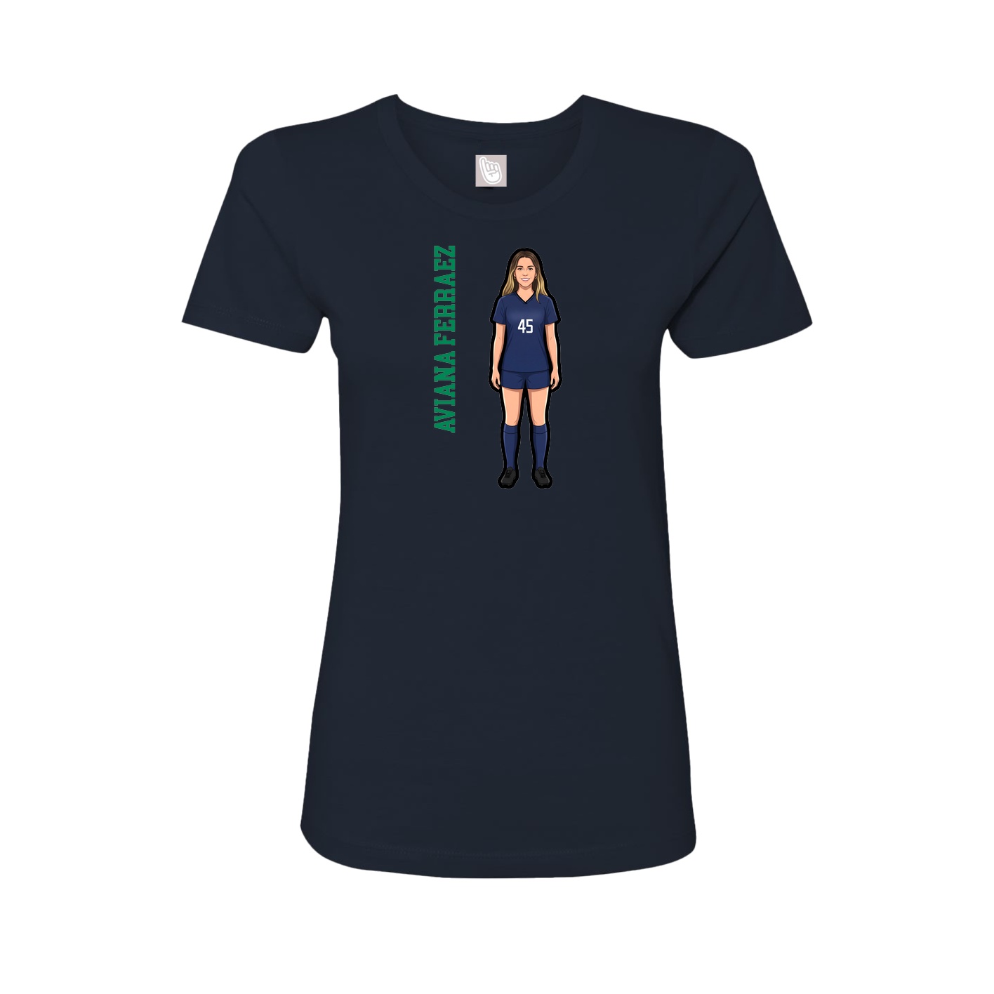 Fitted Women's Tee — Name Vertical in Navy