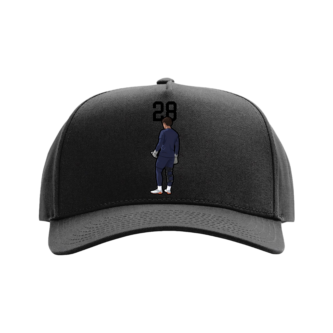 Full Fabric Five-Panel Champ Cap — Number Top in Black