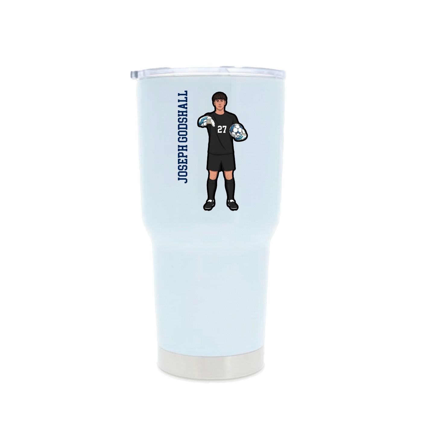 30oz Stainless Steel Tumbler — Name Vertical in White